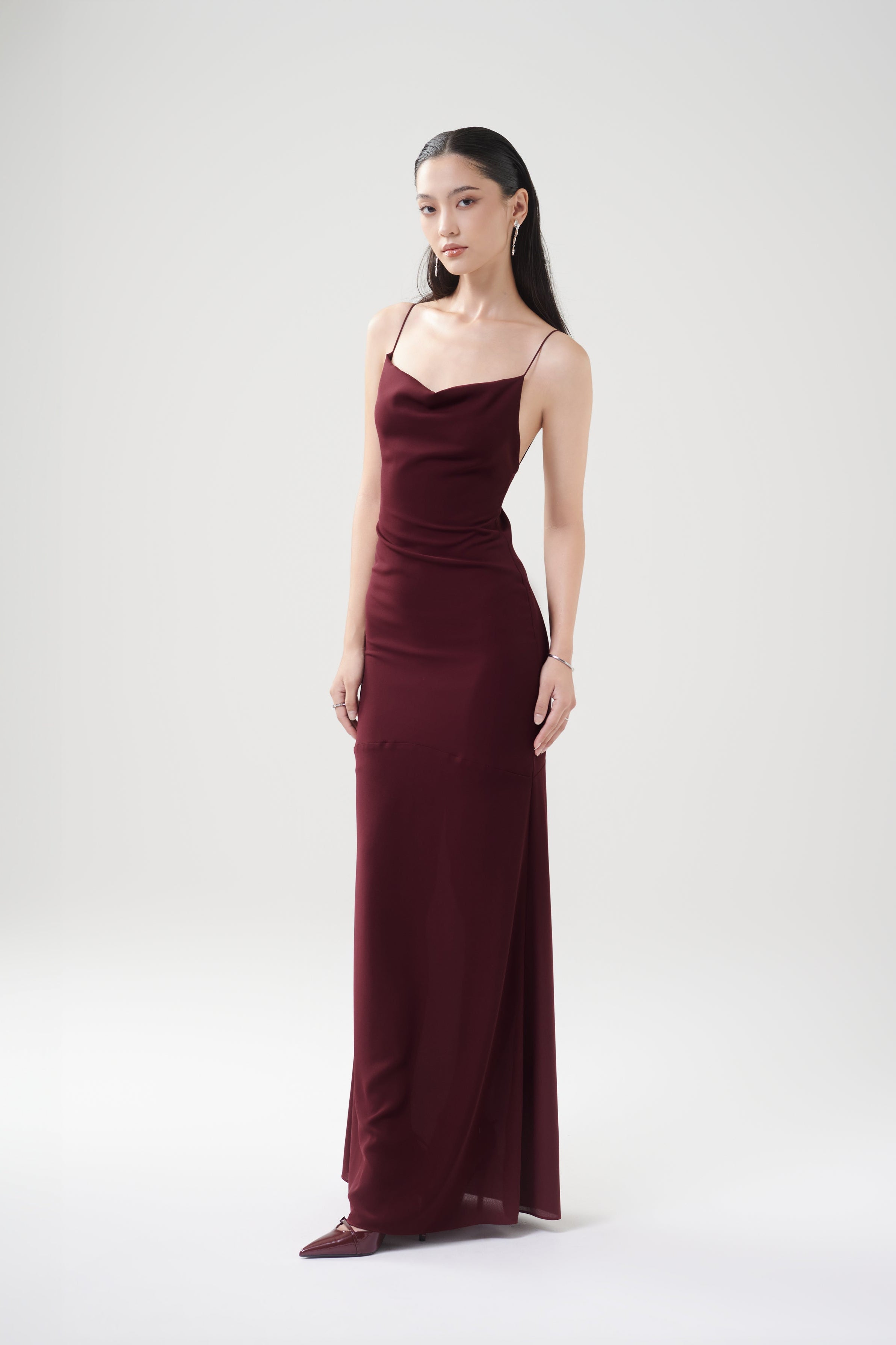 ASHLEY CHIFFON GOWN - Burgundy