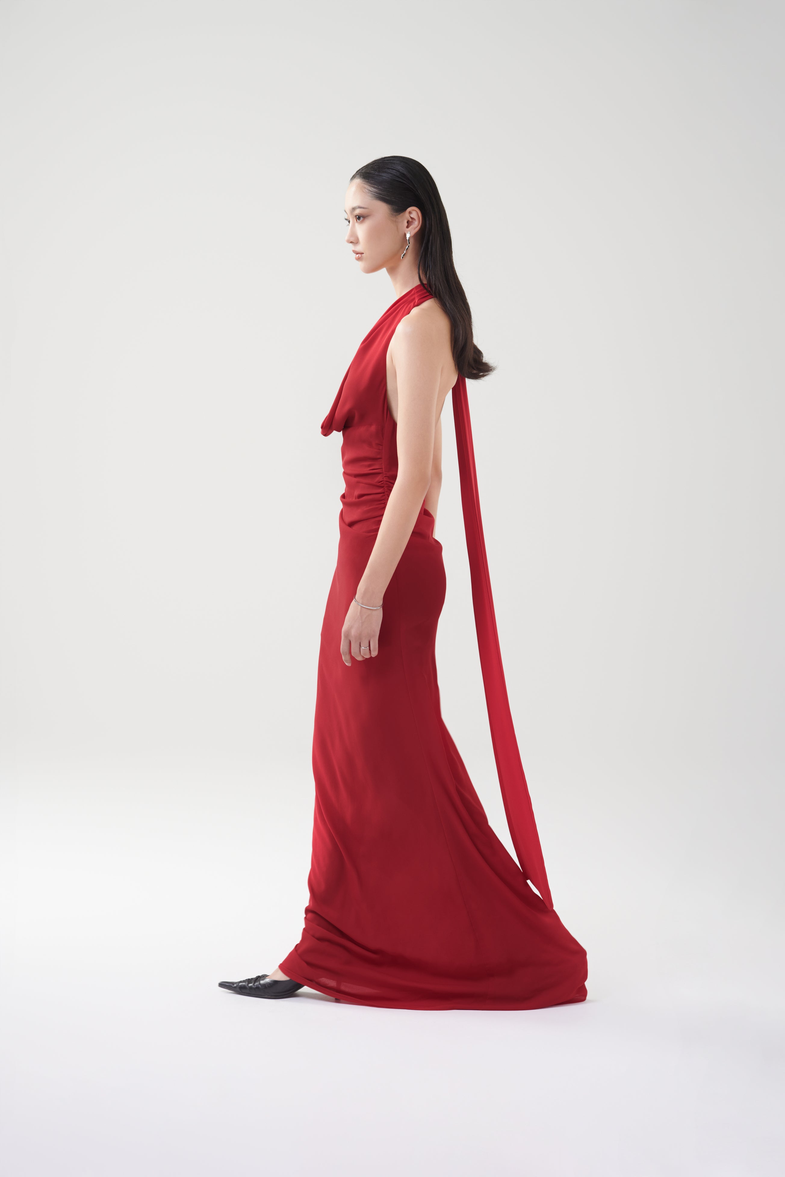 MARGARET CHIFFON DRESS - Cherry