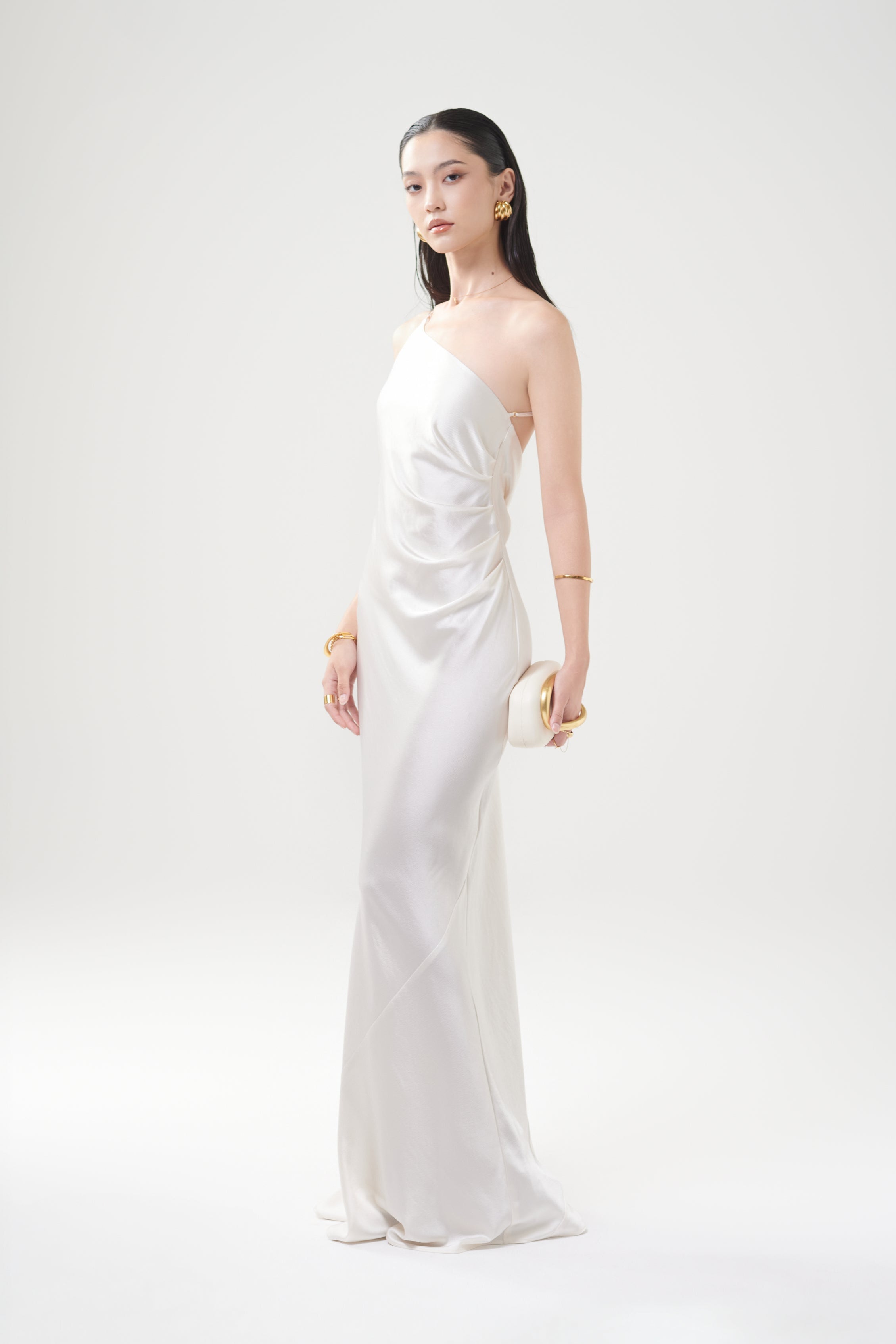 EMILY SATIN GOWN - White