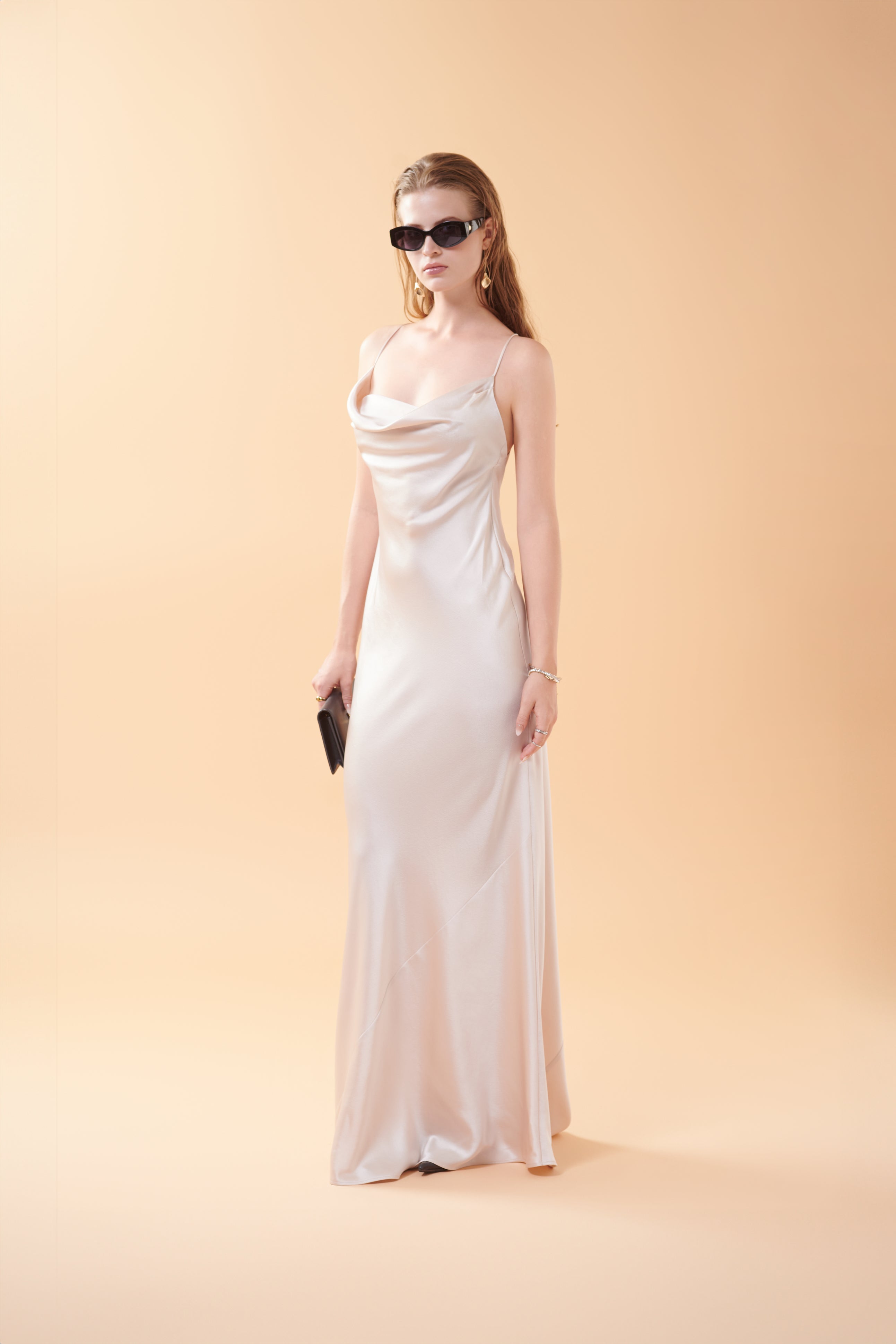 ASHLEY SATIN GOWN - Champagne