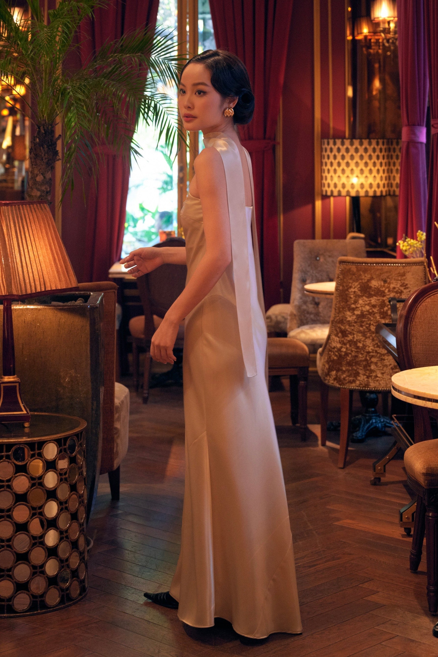 MIA STRAPLESS GOWN - beige