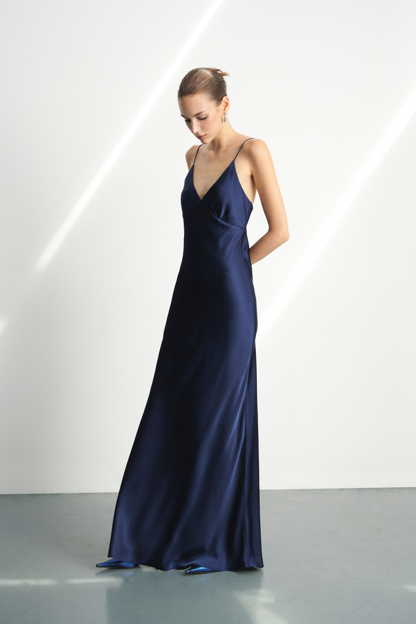 Maggie strap V-neck Dress - NAVY