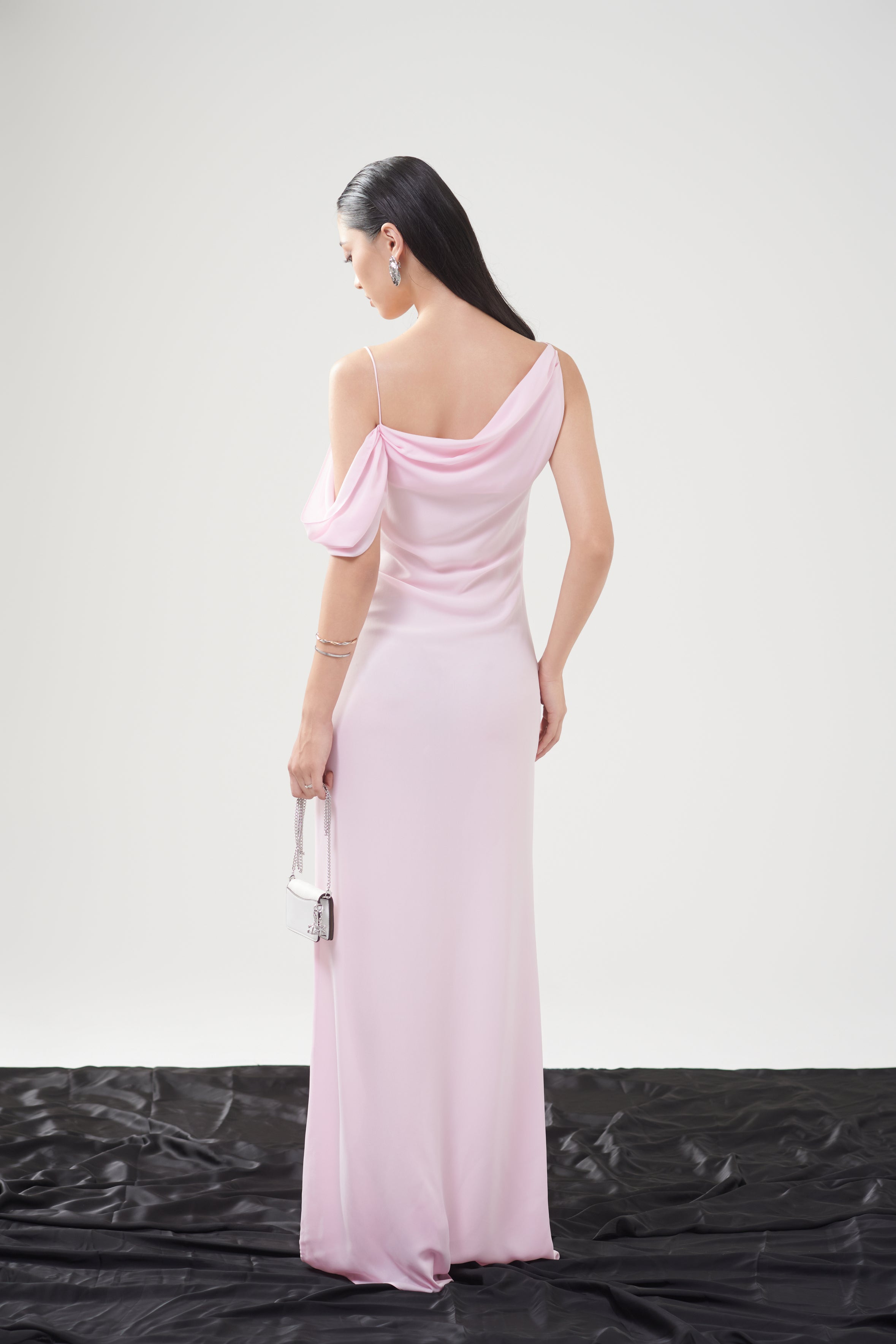 VIVIAN RUFFLE CHIFFON DRESS - Candy Pink