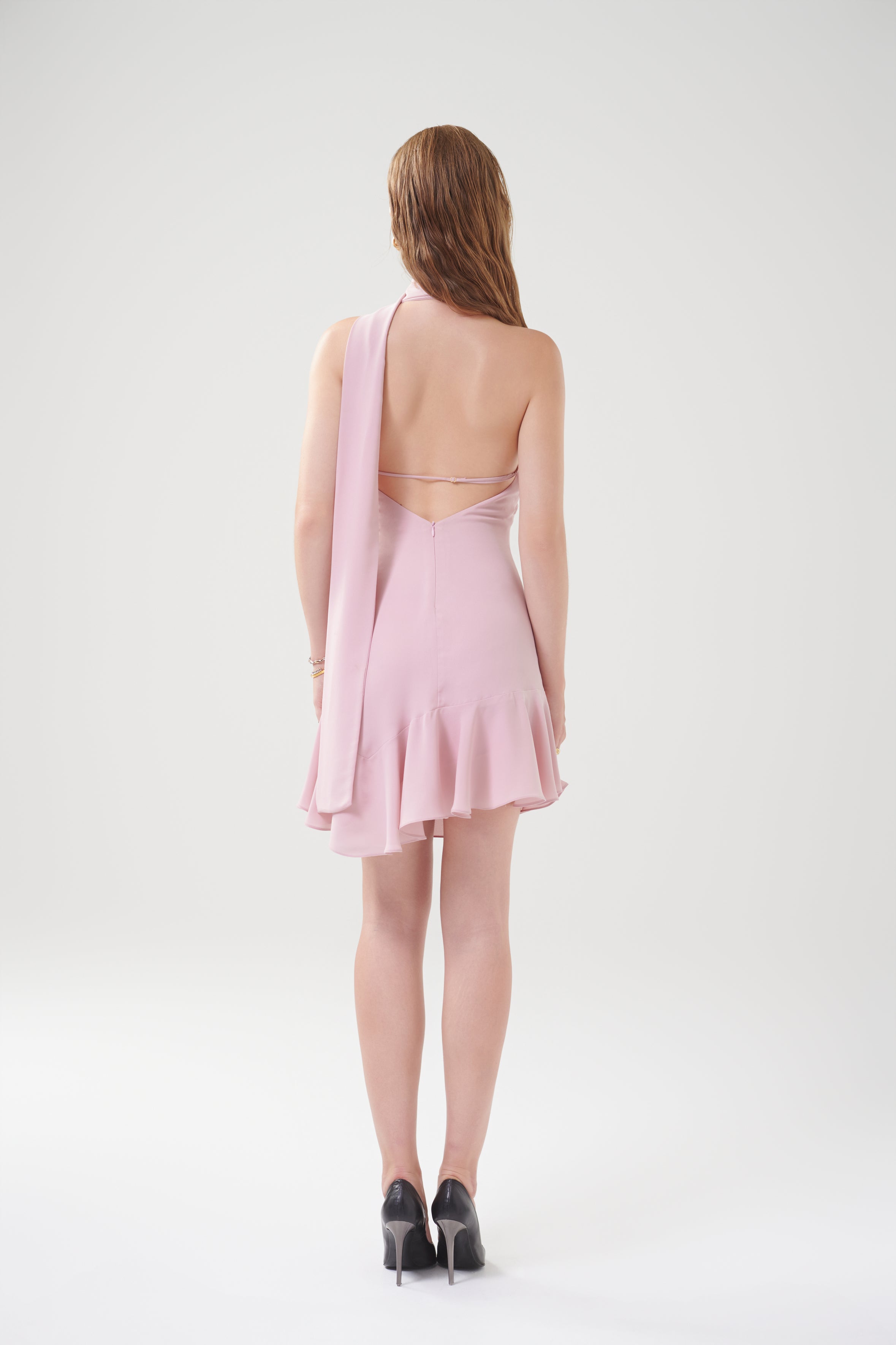 GLENNIE CHIFFON RUFFLE DRESS - Rouge Pink