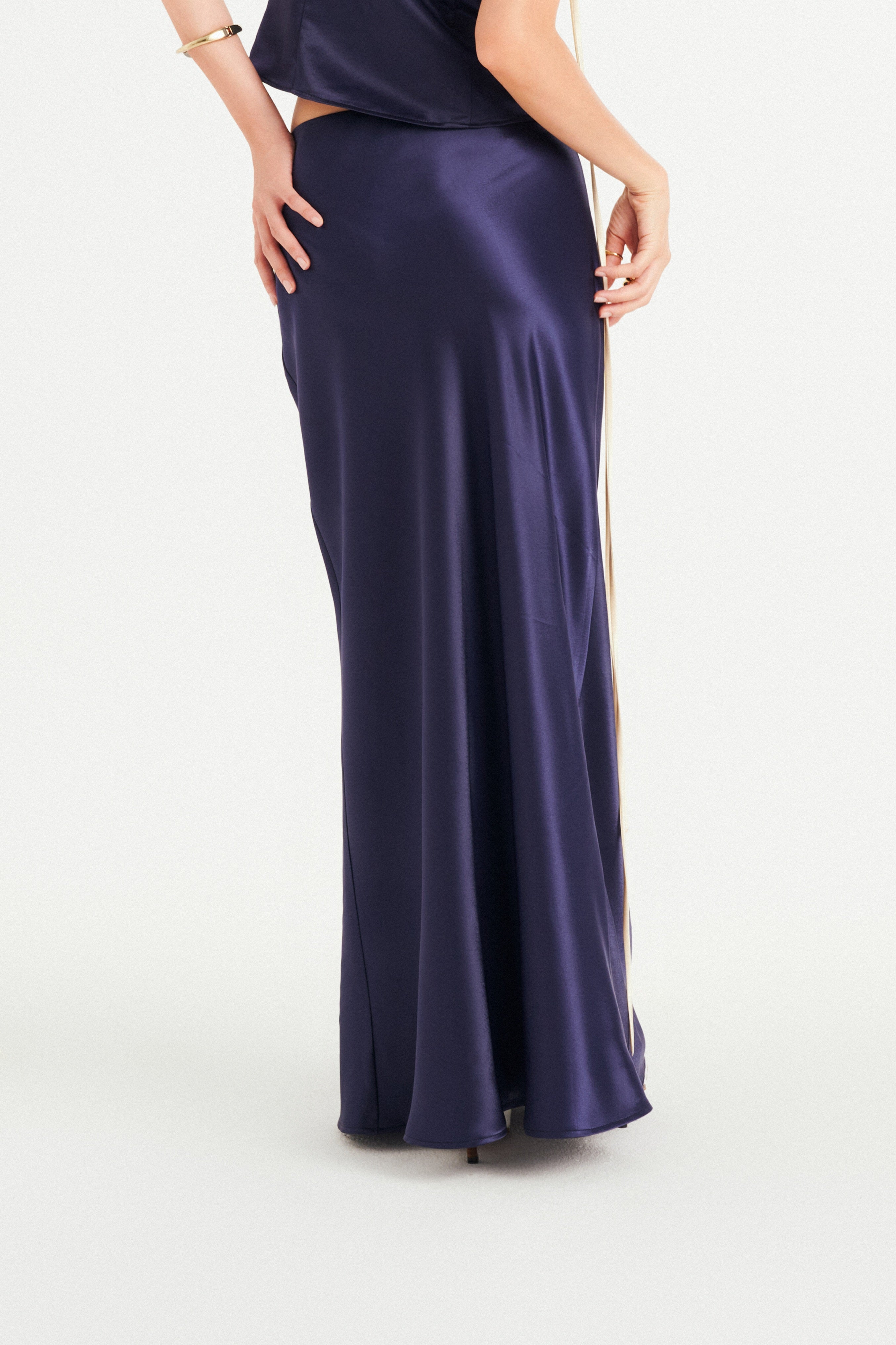 MAXI SATIN SKIRT - CRYSTAL INDIGO