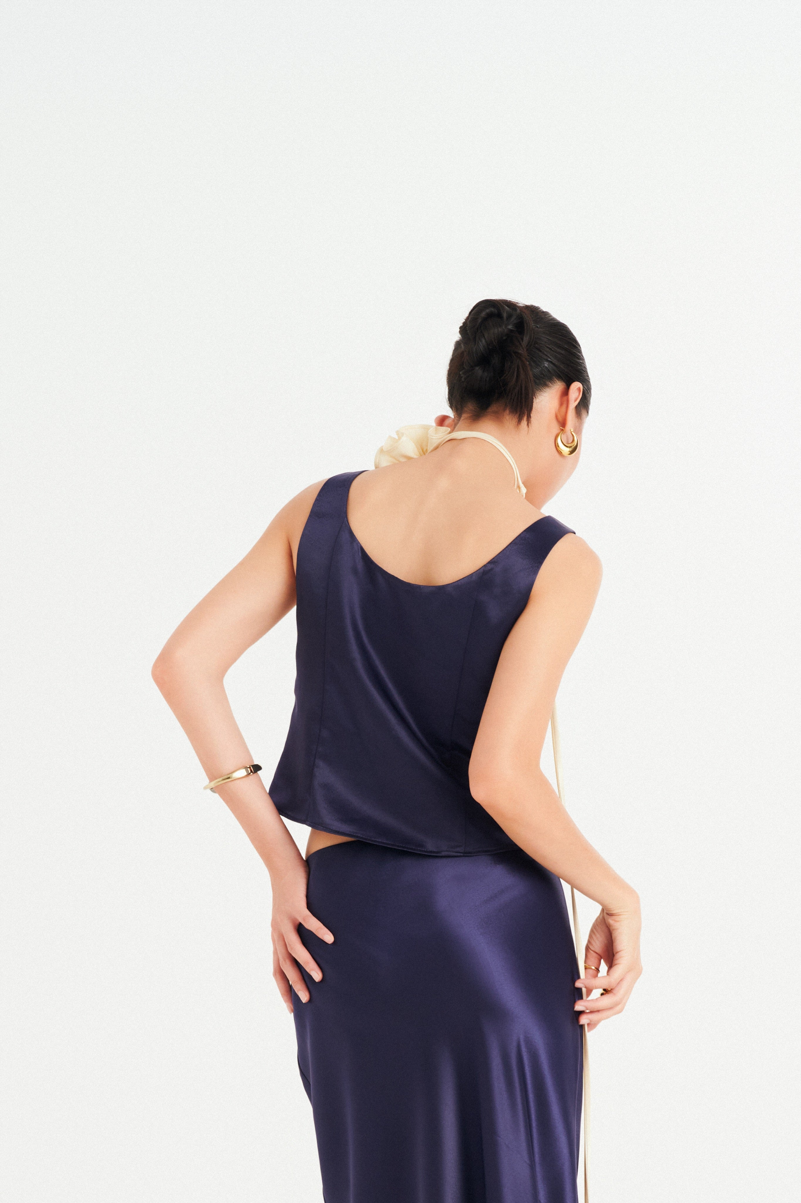 ESTELLE SATIN TOP  - CRYSTAL INDIGO