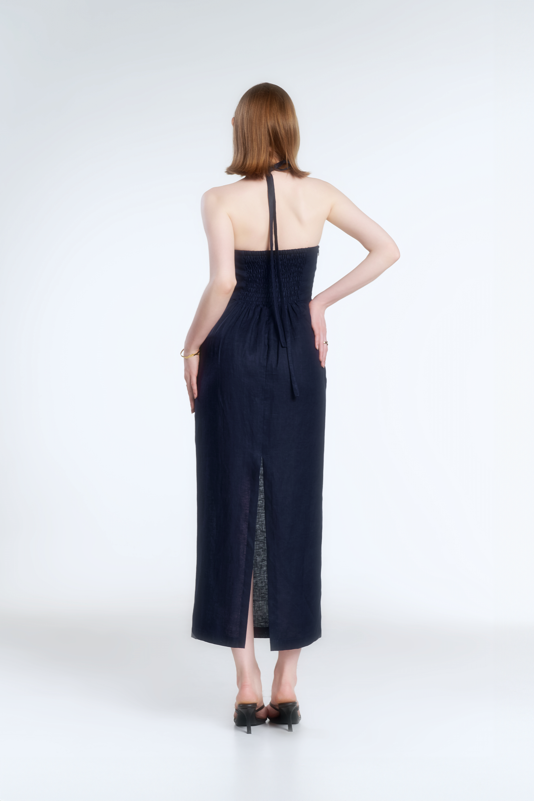 Emma Linen Dress - NAVY