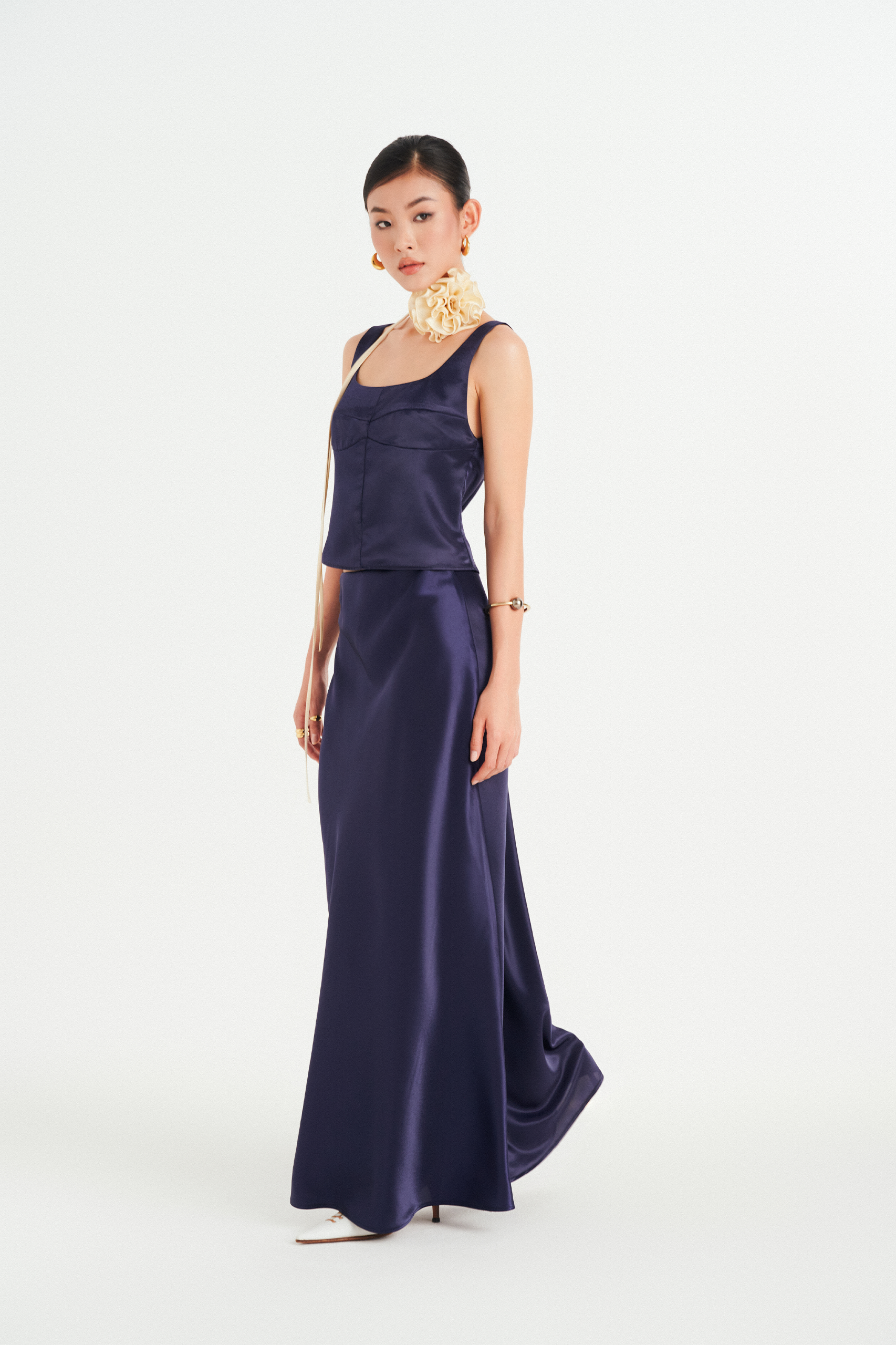 MAXI SATIN SKIRT - CRYSTAL INDIGO