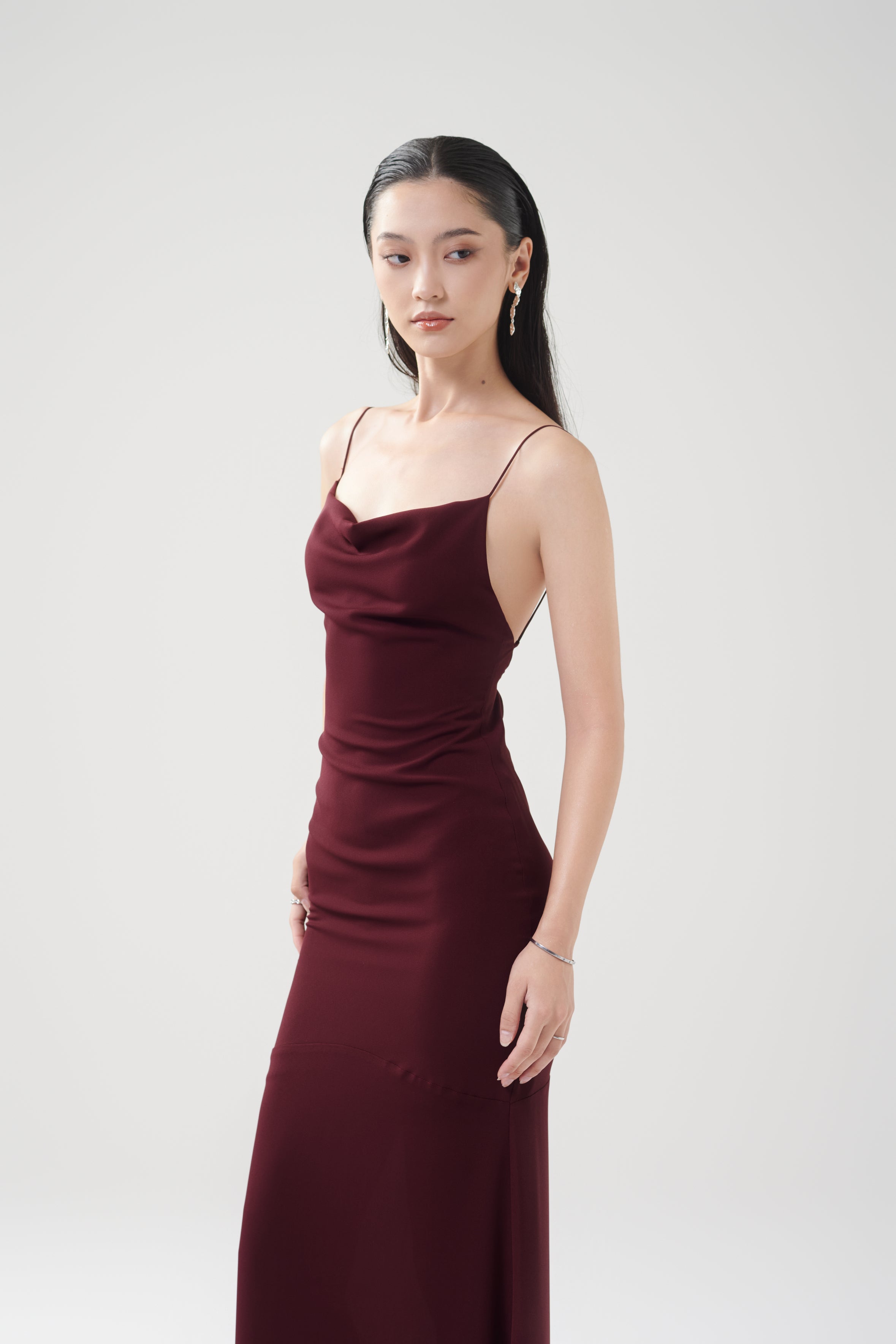 ASHLEY CHIFFON GOWN - Burgundy