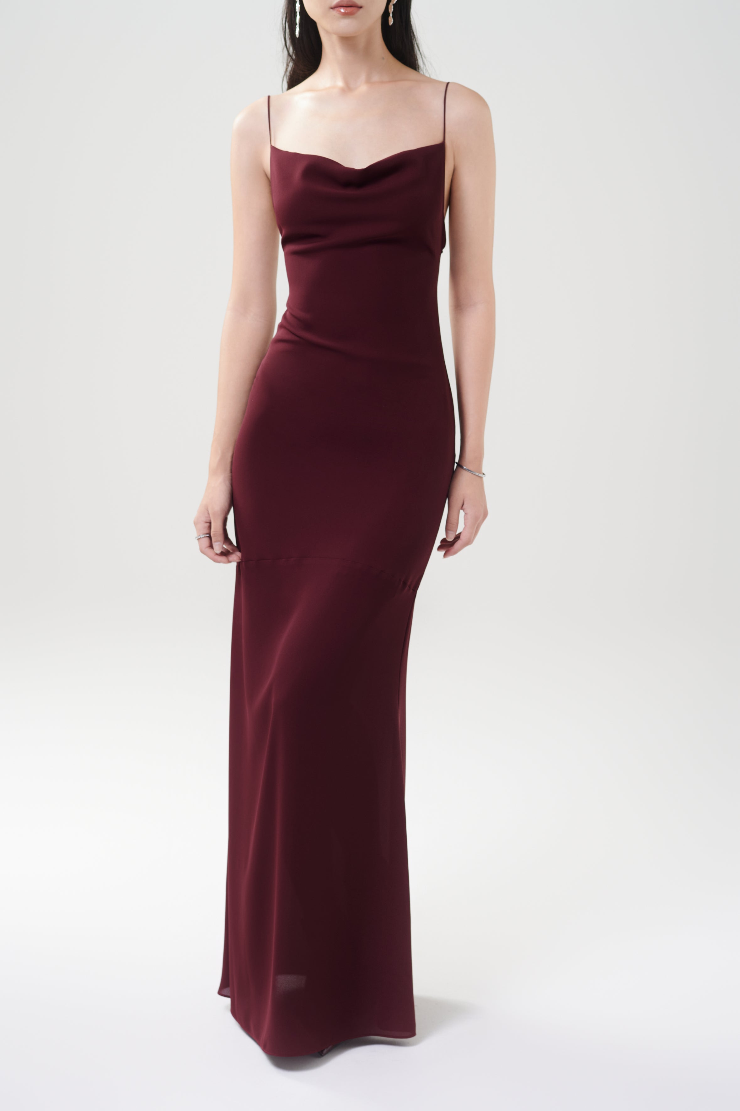 ASHLEY CHIFFON GOWN - Burgundy