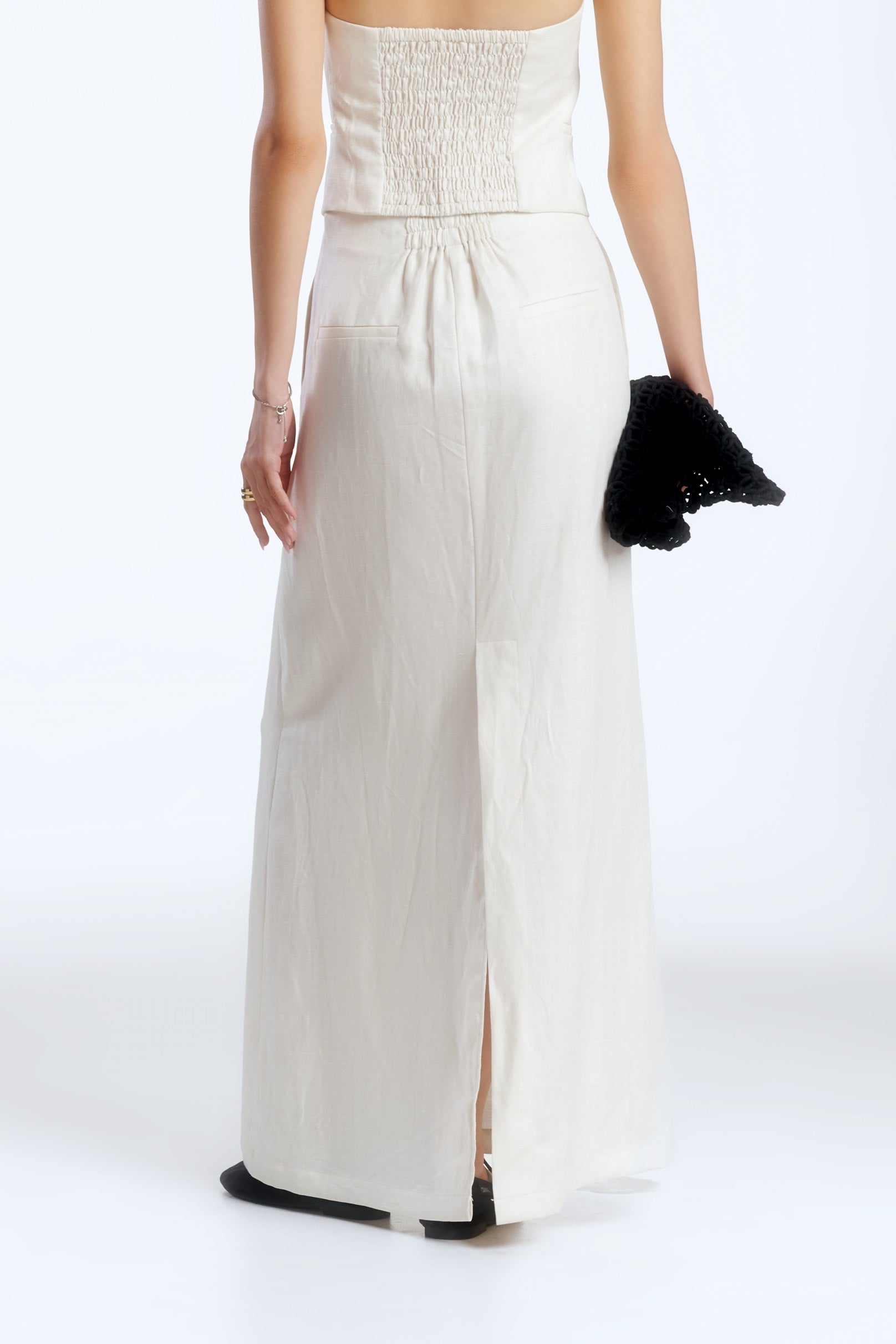 A-LINE LINEN SKIRT - OFF WHITE