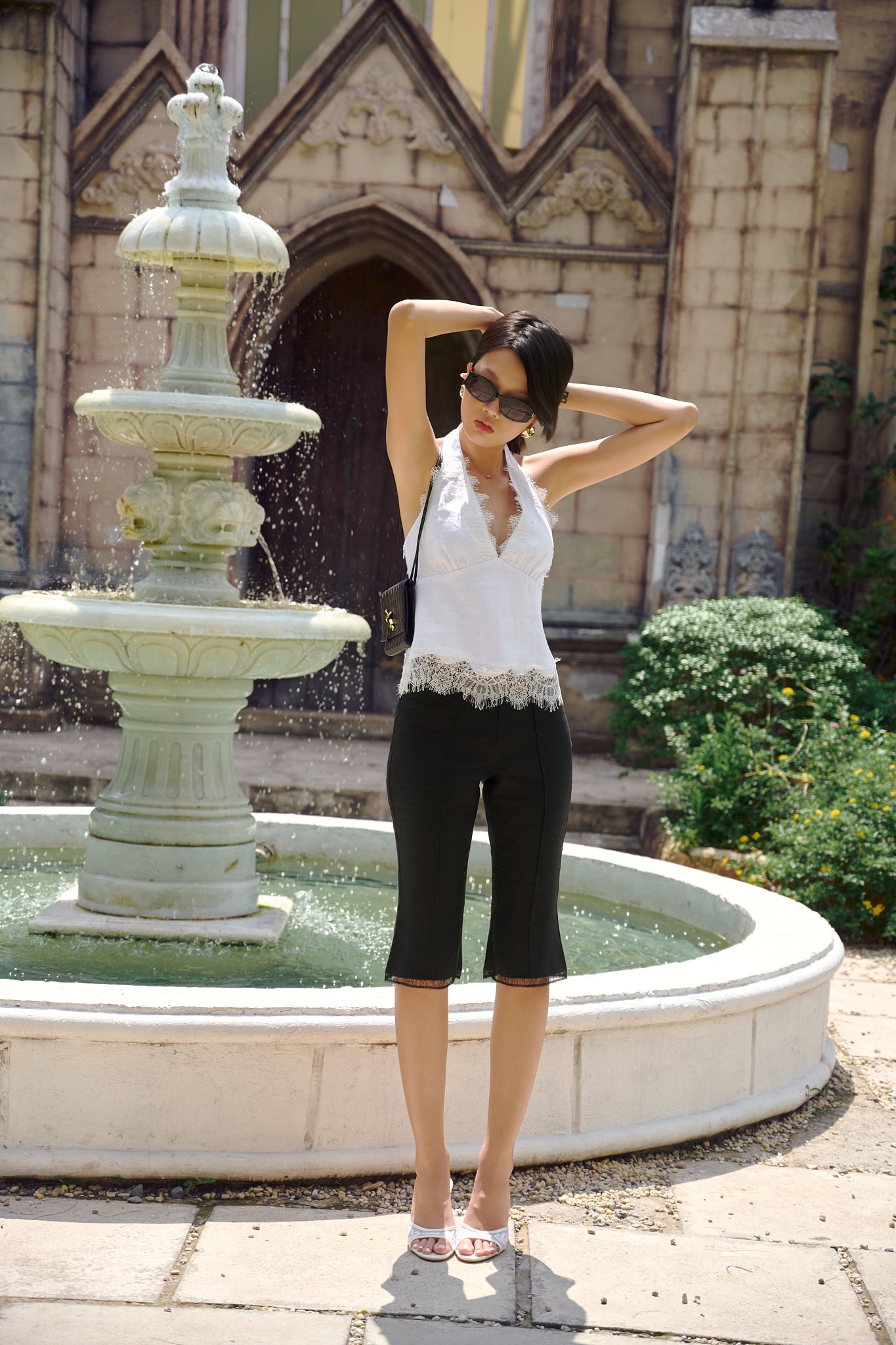 MADELYN LACE LINEN TOP - WHITE