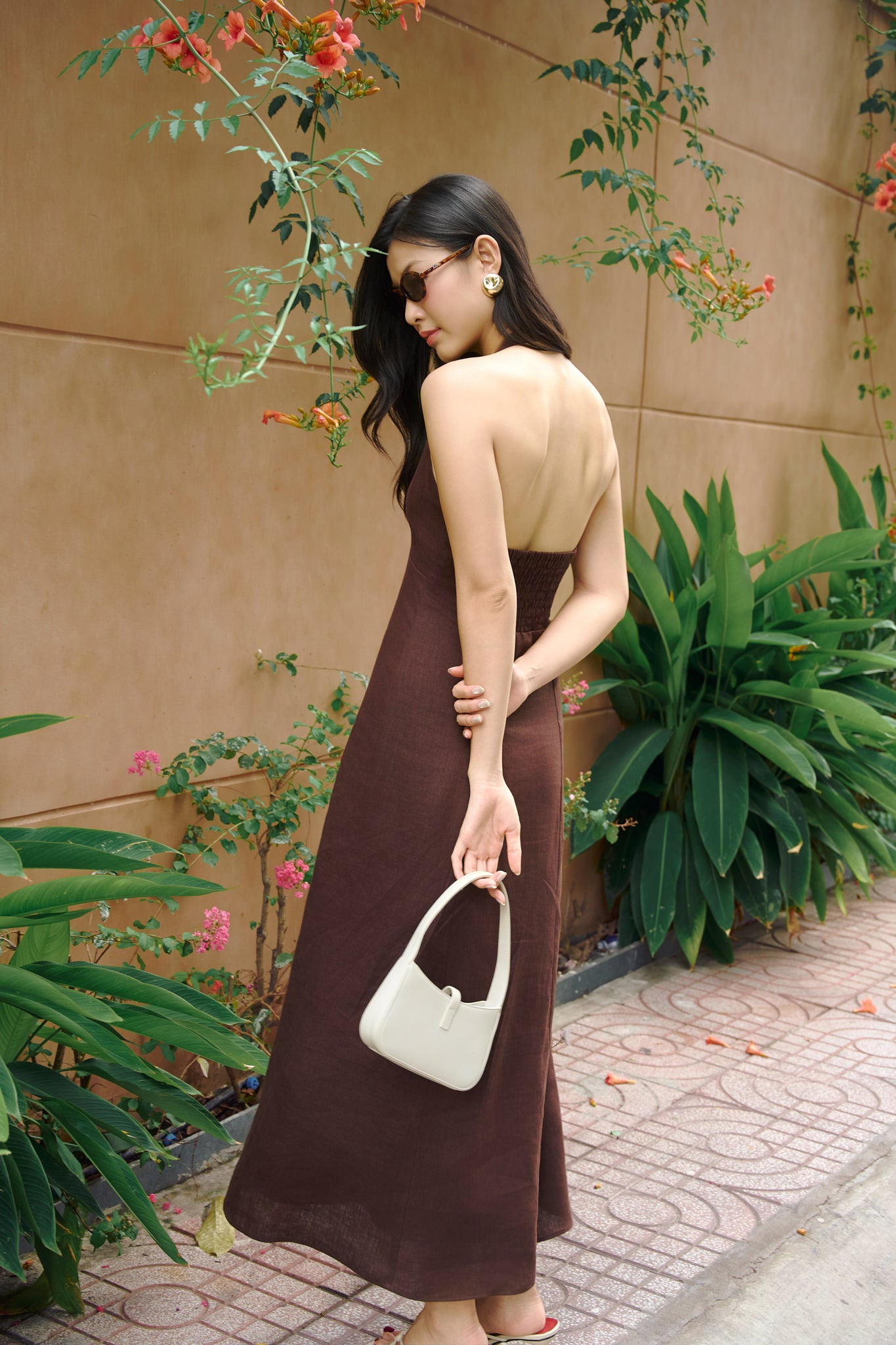 MADELYN LINEN DRESS - CHOCOLATE