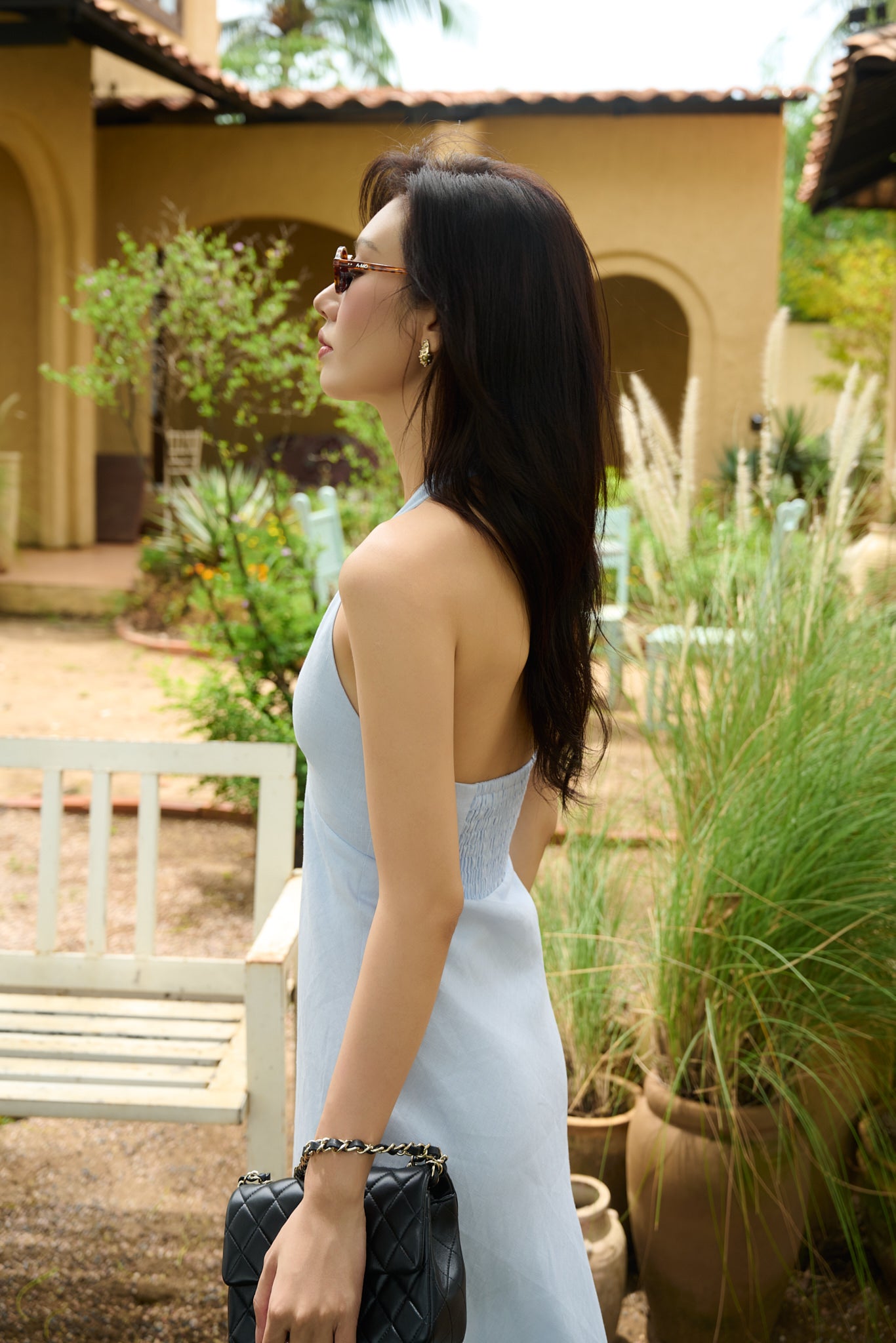 MALENA LINEN DRESS - BABY BLUE