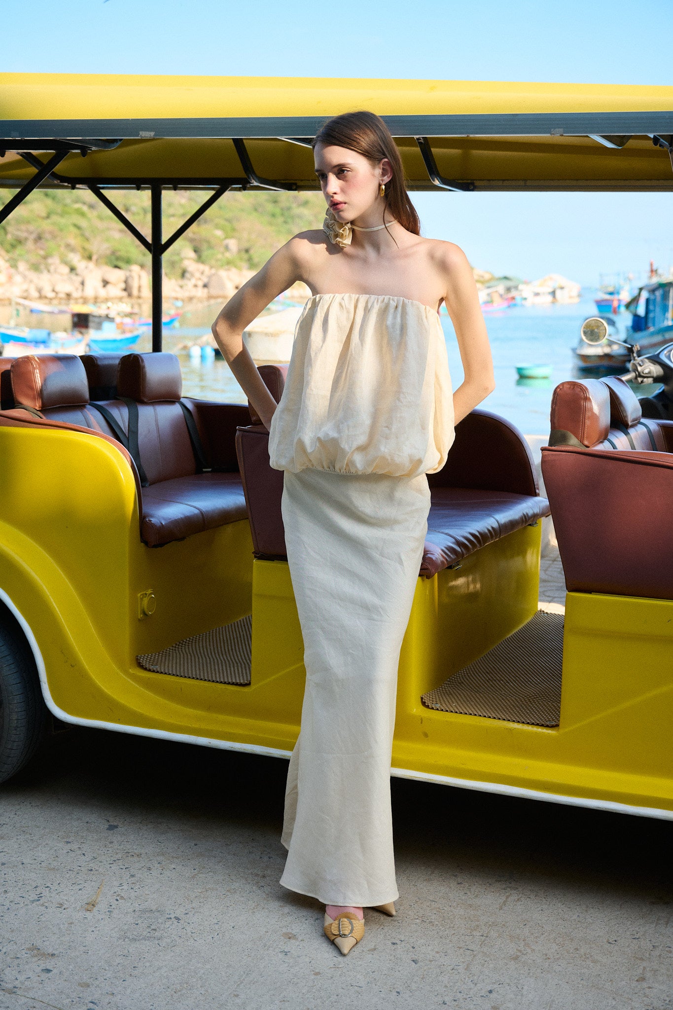 CLAIRE LINEN SKIRT - BEIGE