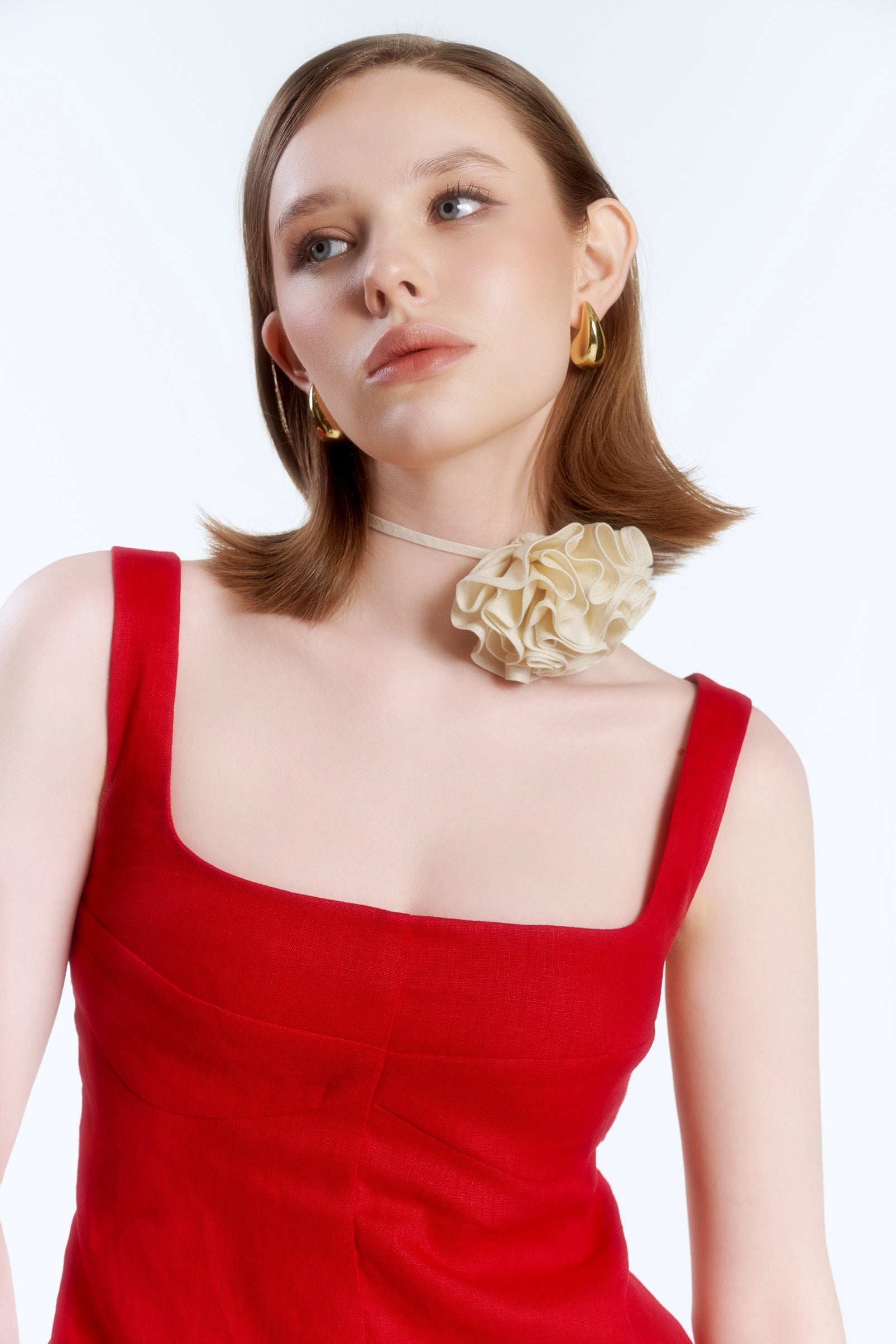 ESTELLE LINEN TOP - RED WINE
