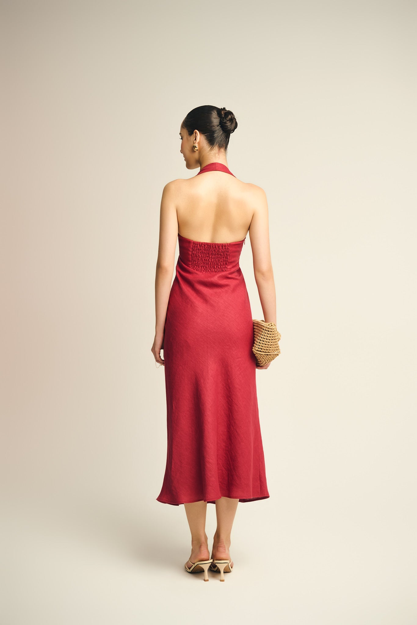 MALENA LINEN DRESS - AZALEA RED