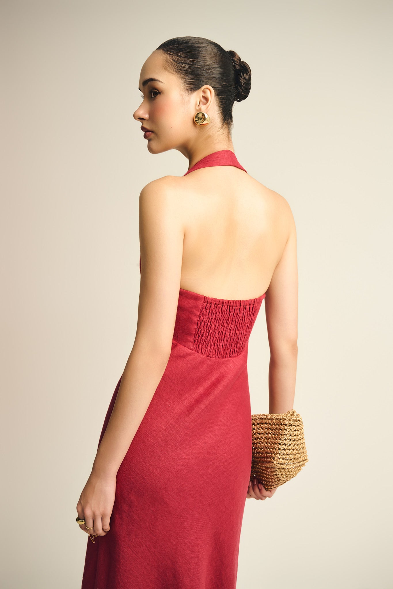 MALENA LINEN DRESS - AZALEA RED