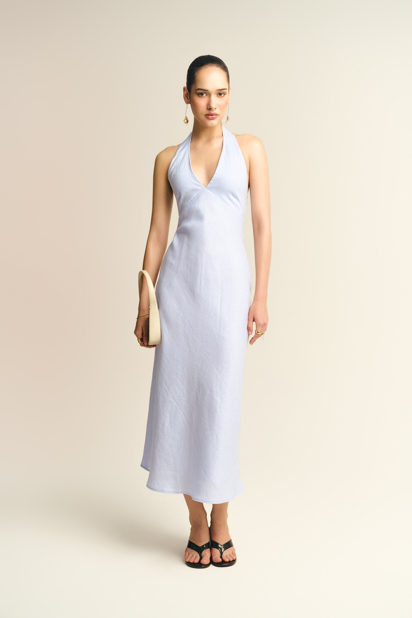 MALENA LINEN DRESS - BABY BLUE