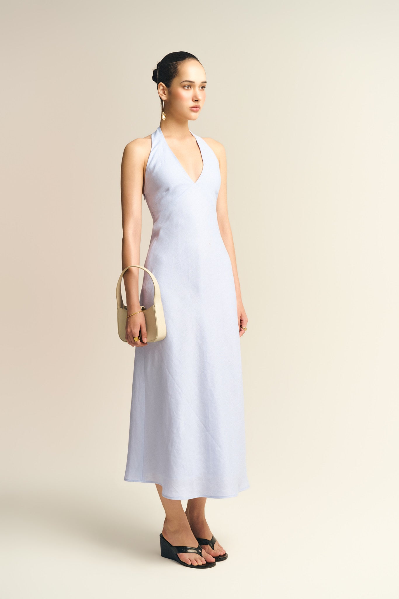 MALENA LINEN DRESS - BABY BLUE