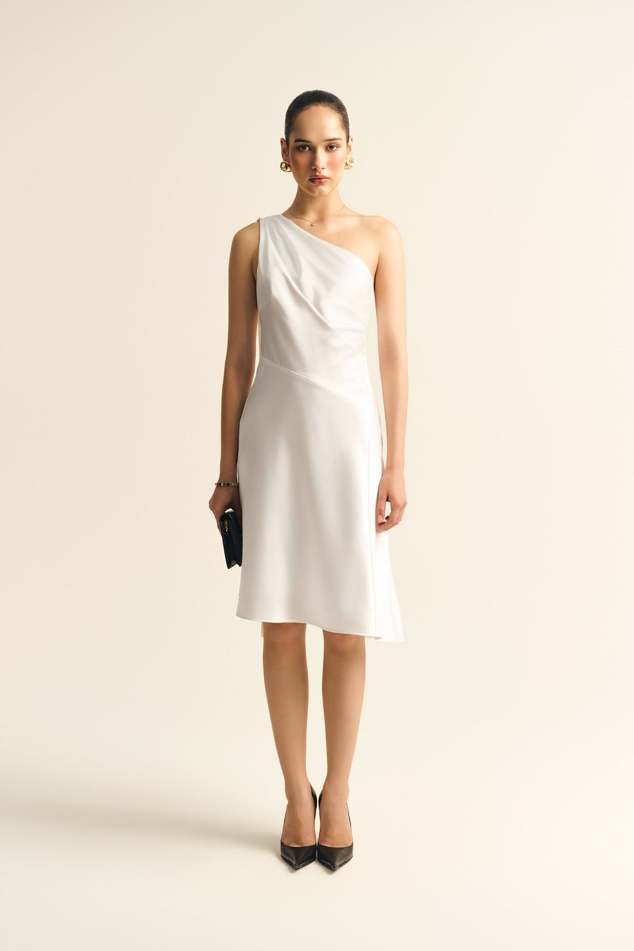 SYLVIA SATIN MINI DRESS - WHITE