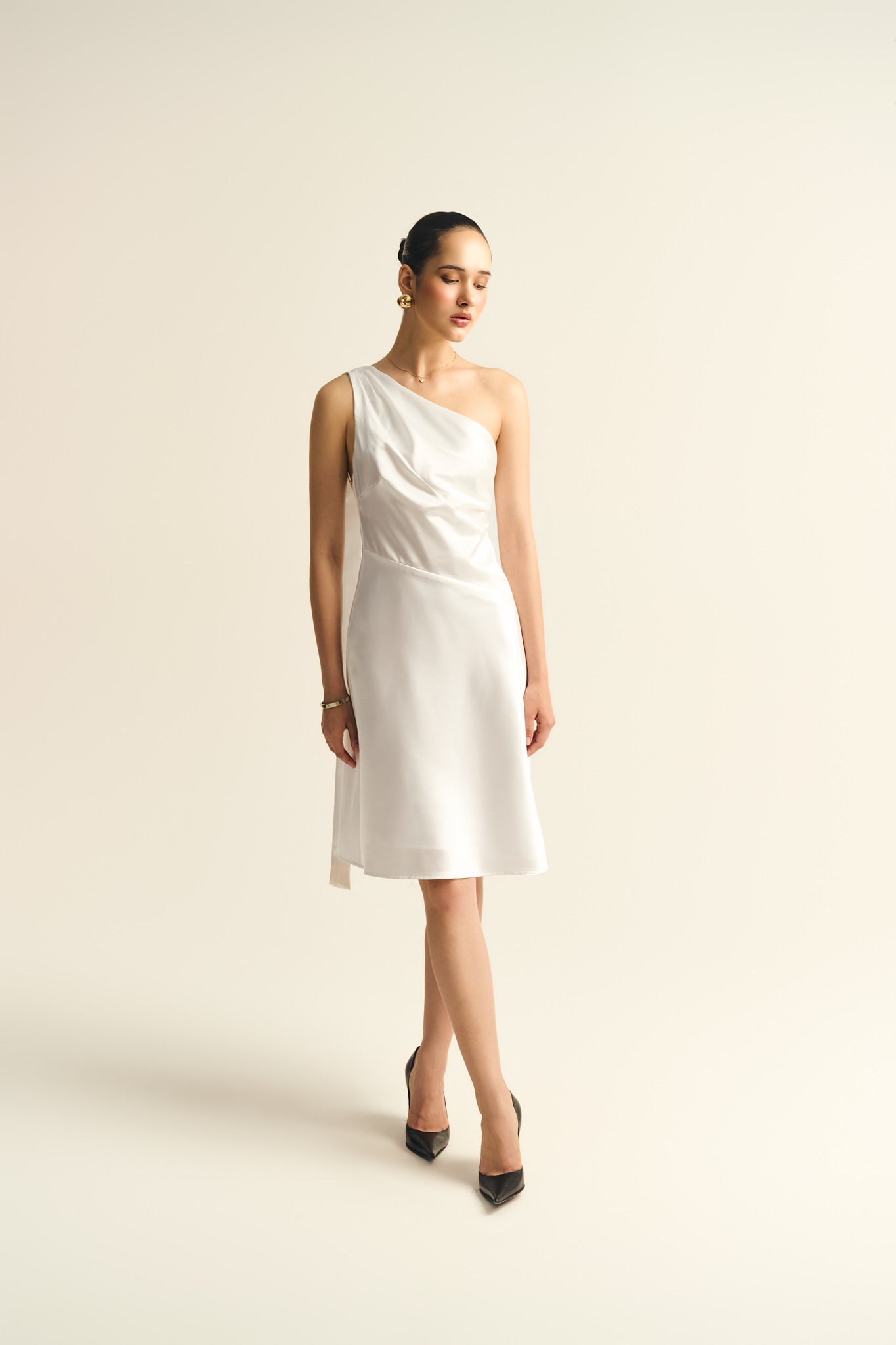 SYLVIA SATIN MINI DRESS - WHITE