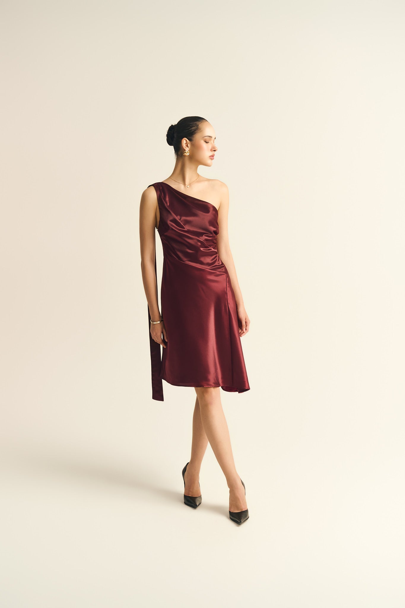 SYLVIA SATIN MINI DRESS - RED RUBY