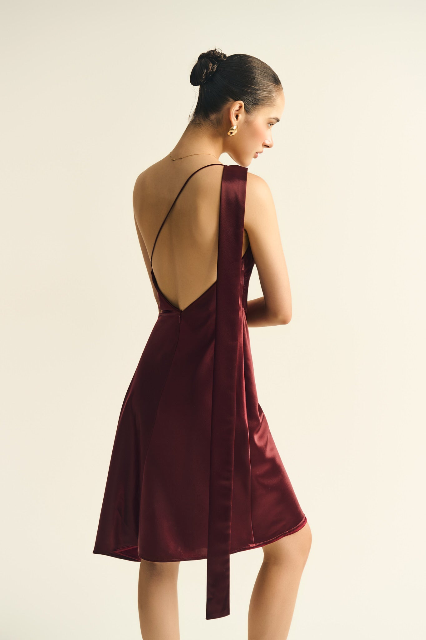 SYLVIA SATIN MINI DRESS - RED RUBY