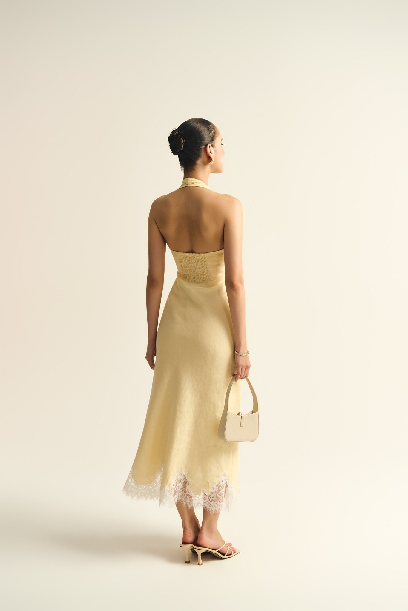 MALENA LACE LINEN DRESS - BUTTER YELLOW