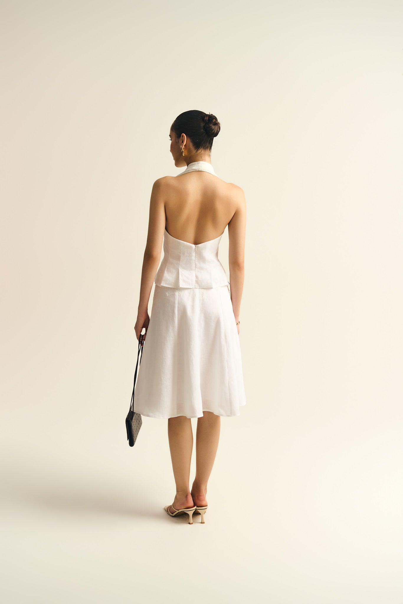 MARGARET PLEATED LINEN TOP - WHITE
