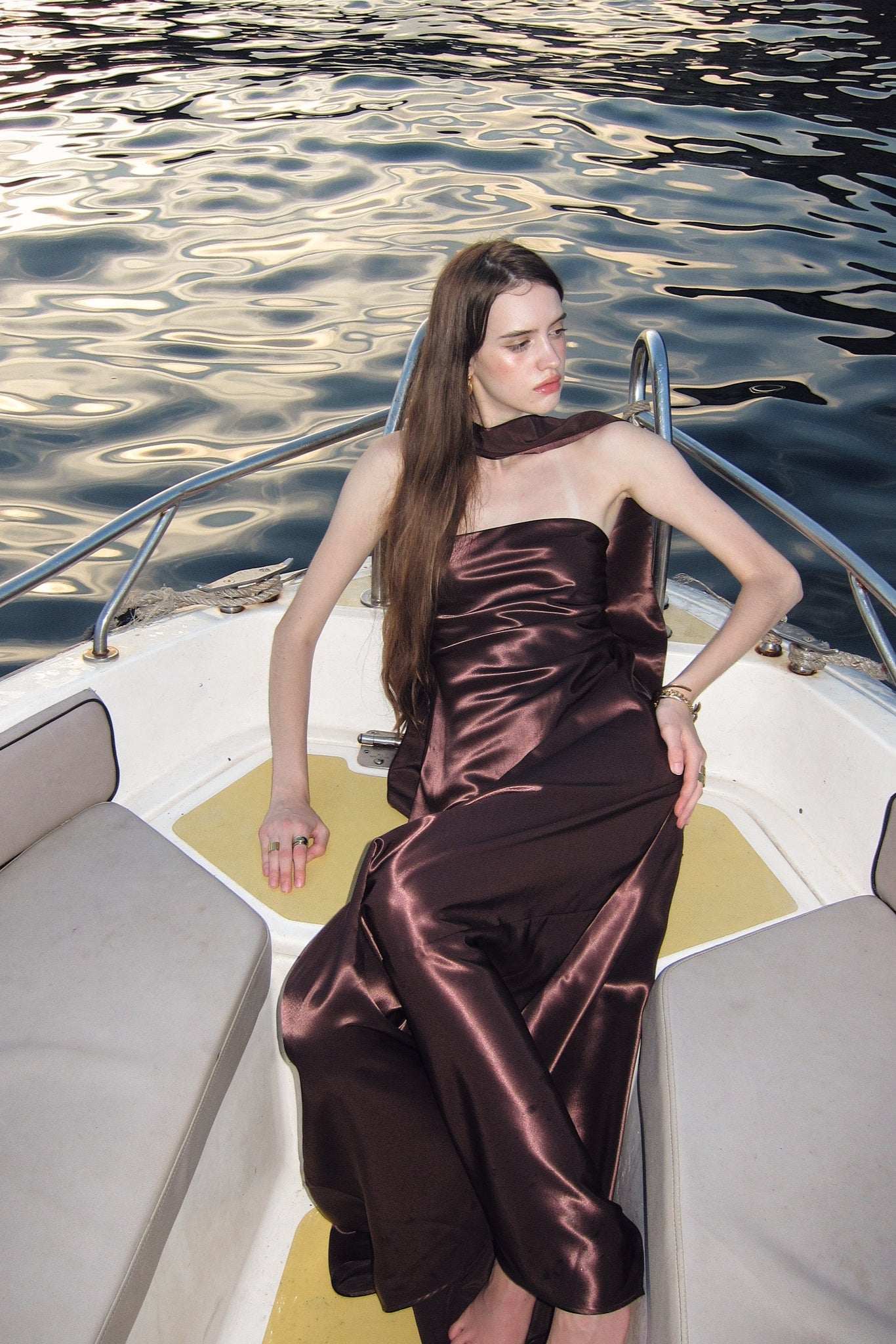 NAOMI STRAPLESS GOWN - CHOCOLATE