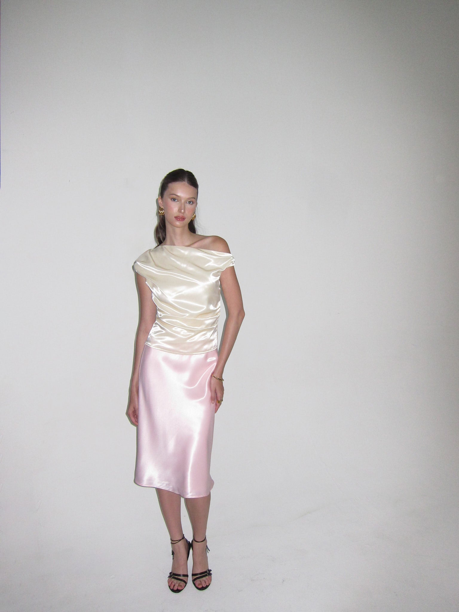 MIDI SATIN SKIRT - Pink Sapphire