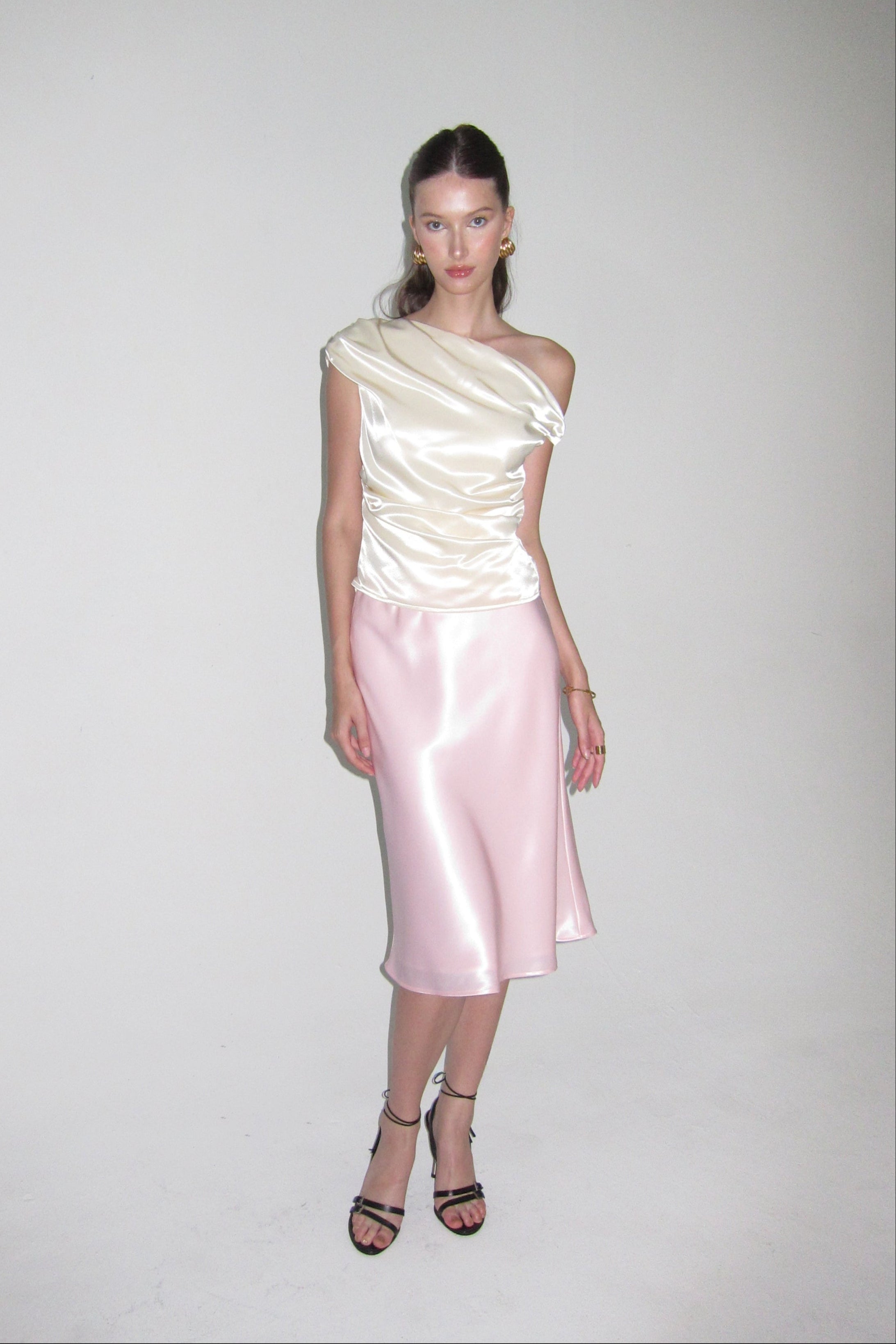 MIDI SATIN SKIRT - Pink Sapphire