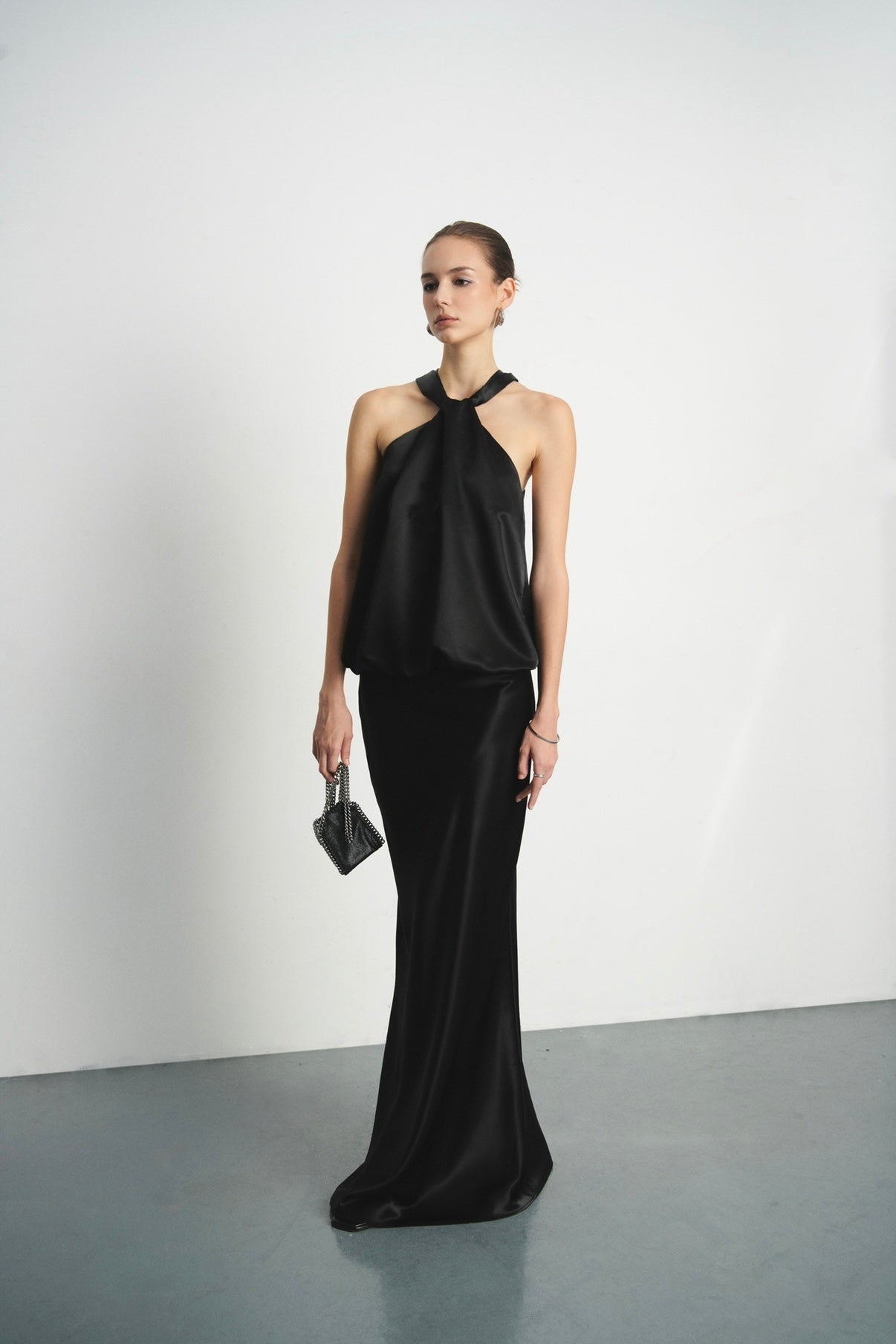 MAXI SATIN SKIRT - BLACK