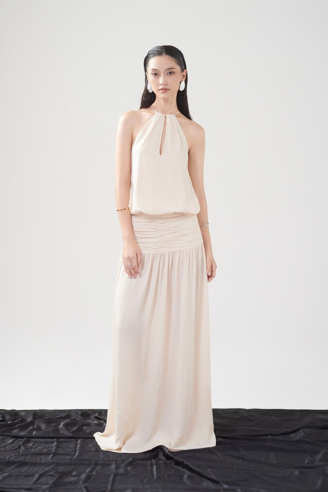 MATHILDA CHIFFON PLEATED GOWN - Chamomile