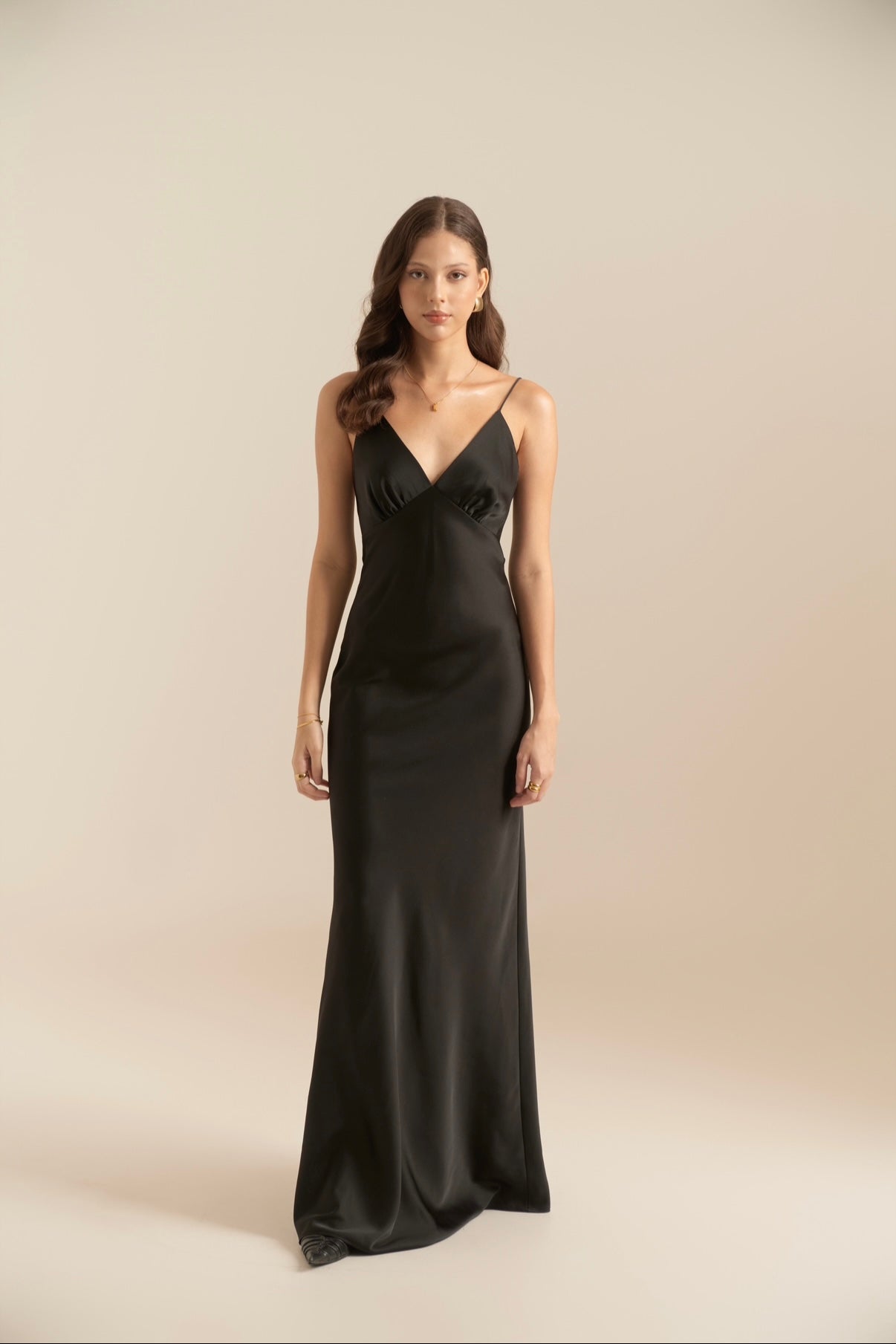 Maggie strap V-neck Dress - Black