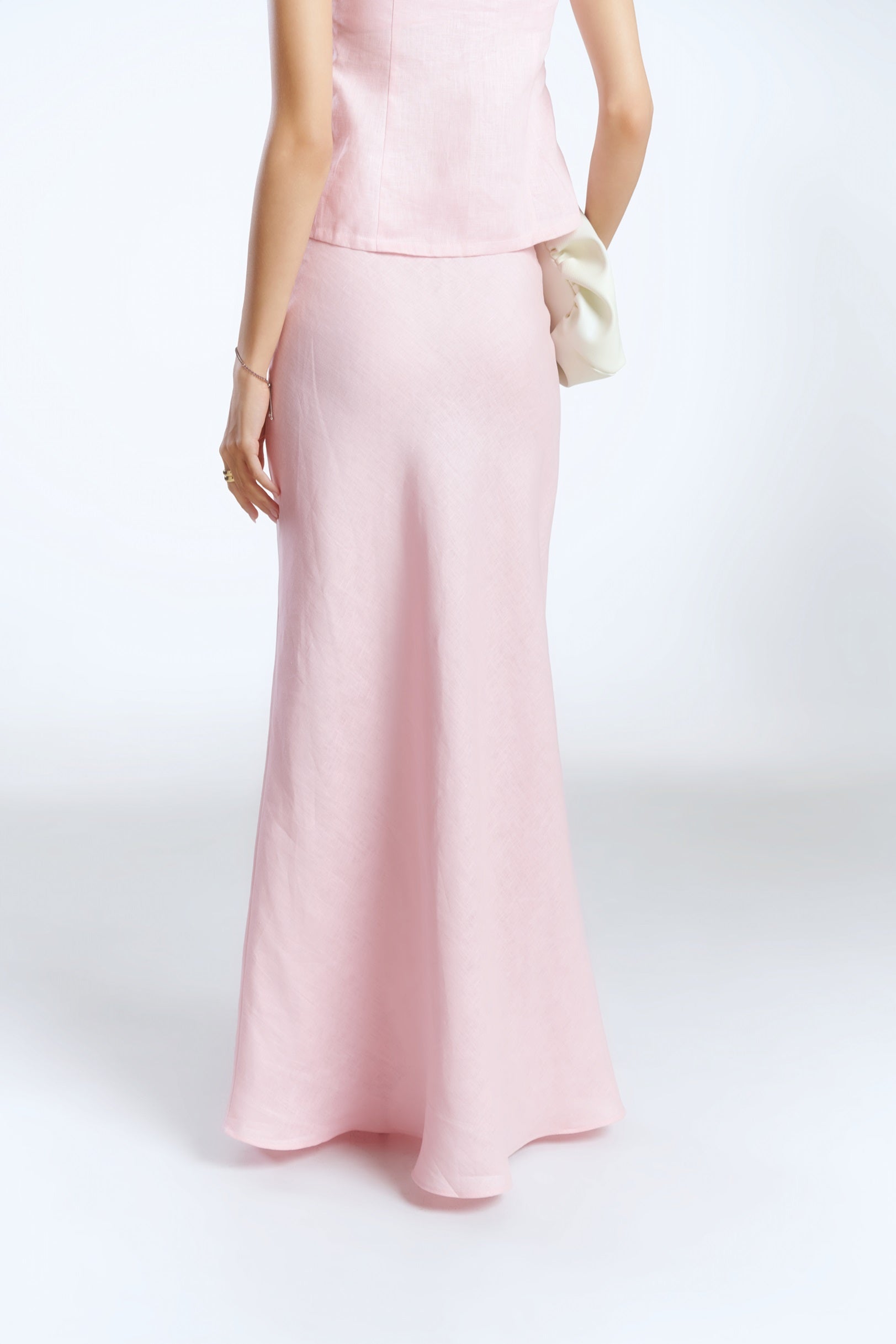 LINEN MAXI SKIRT -  BABY PINK
