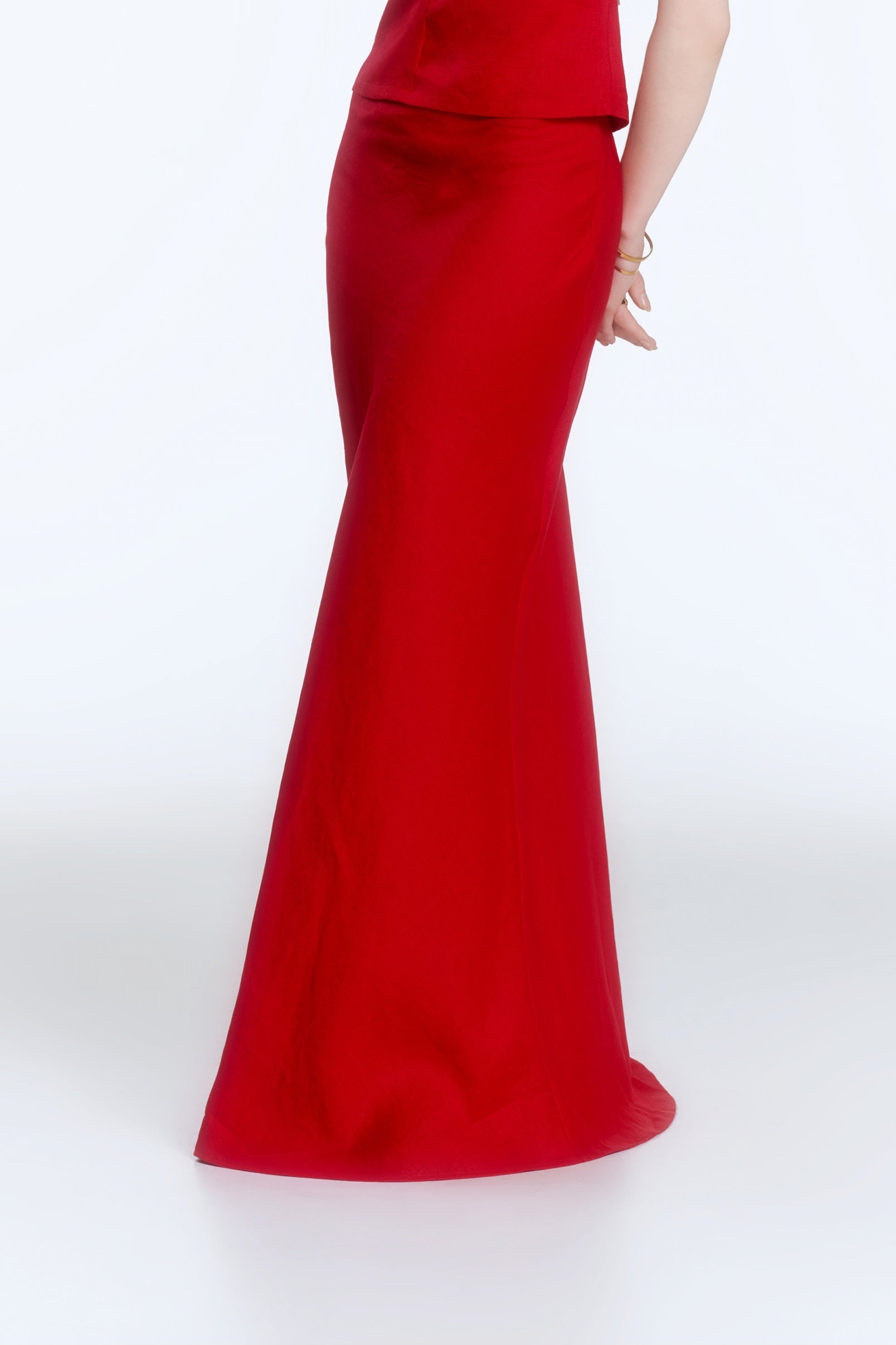 LINEN MAXI SKIRT - RED