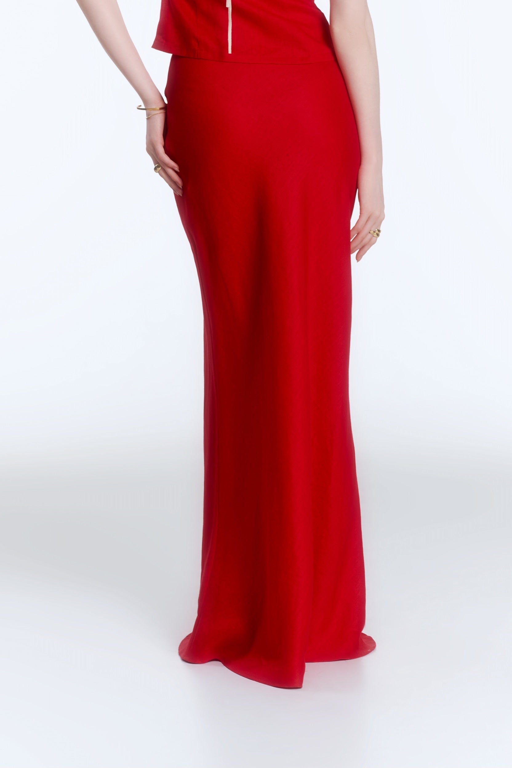 LINEN MAXI SKIRT - RED