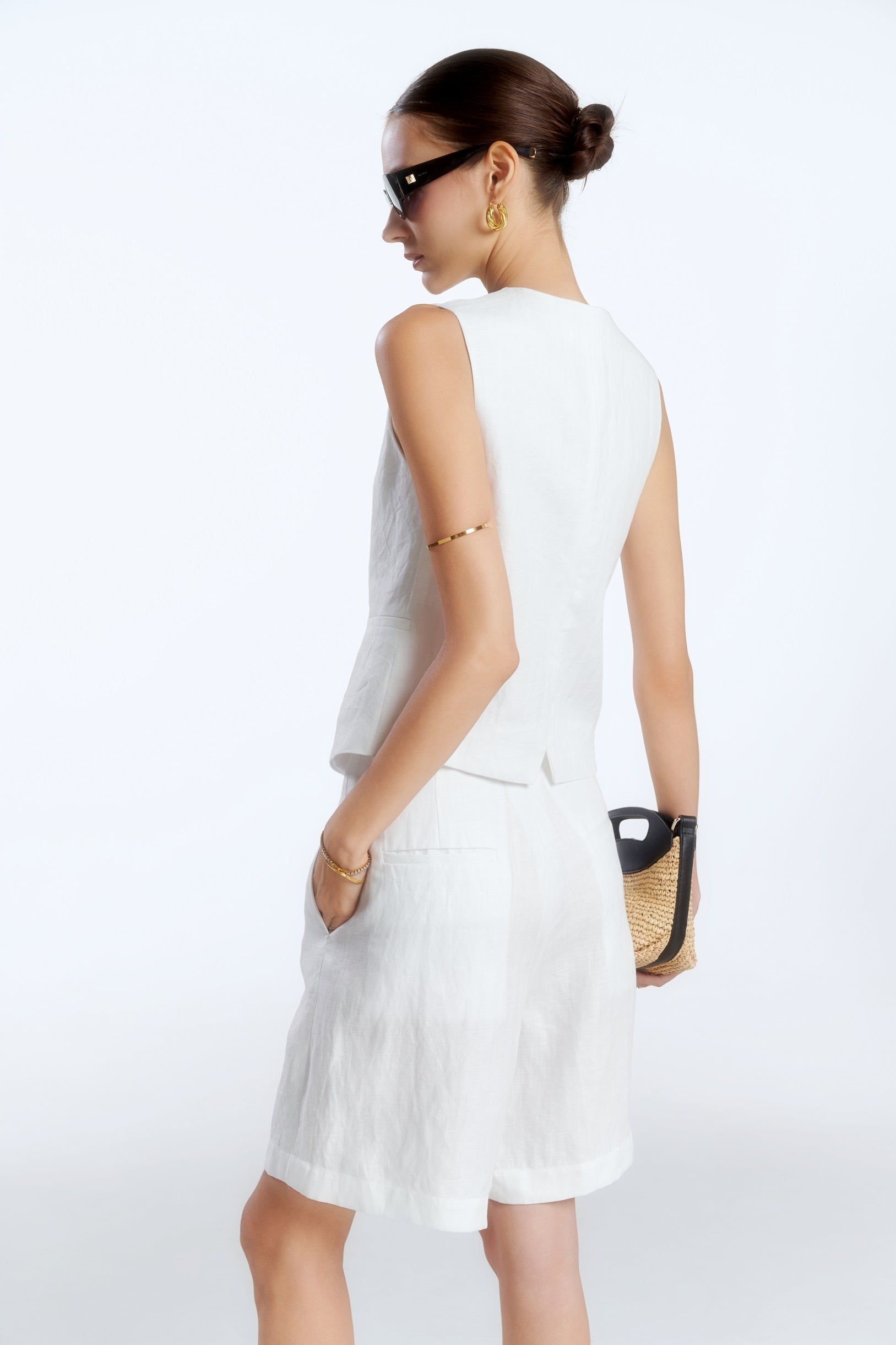 LINEN SUIT WAISTCOAT - WHITE