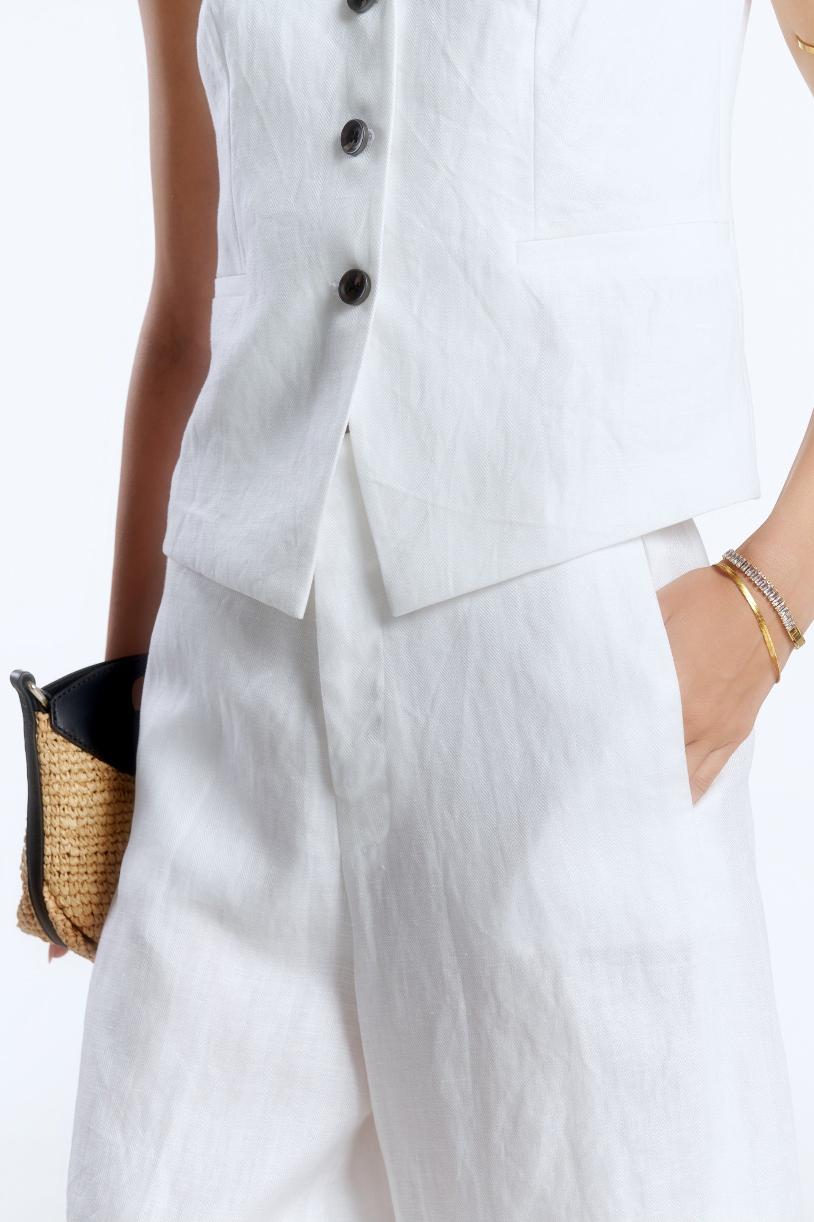 LINEN SUIT WAISTCOAT - WHITE