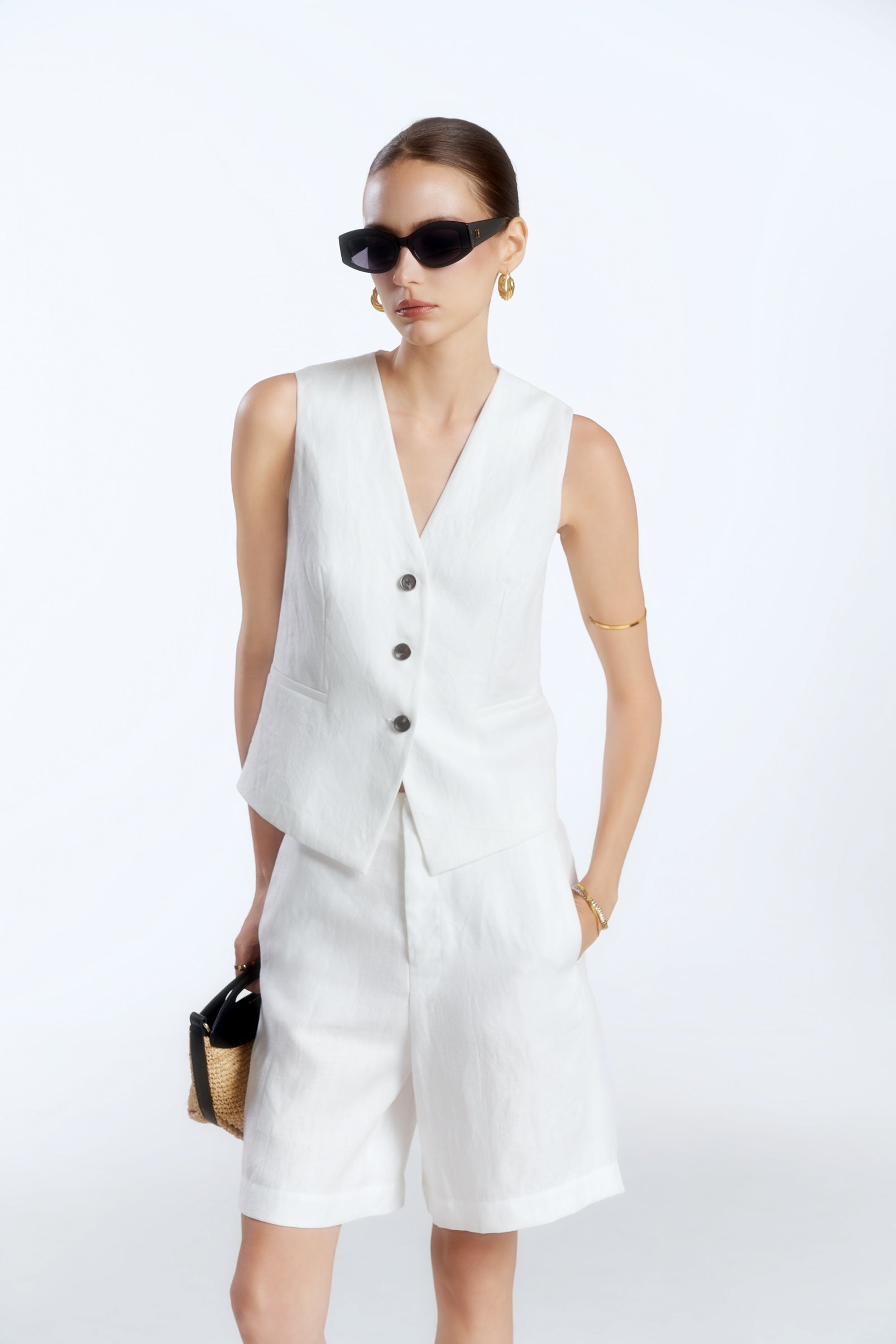 LINEN SUIT WAISTCOAT - WHITE