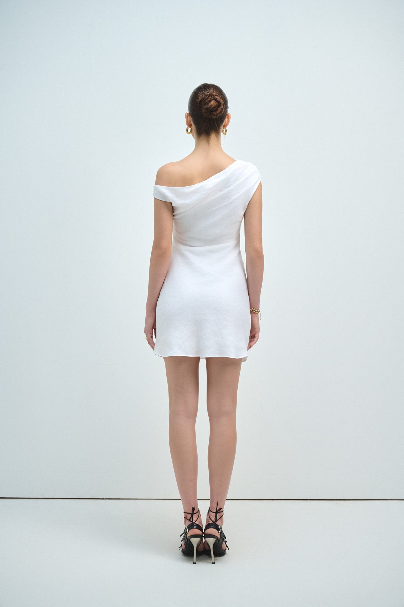 VIVIAN LINEN MINI DRESS - WHITE