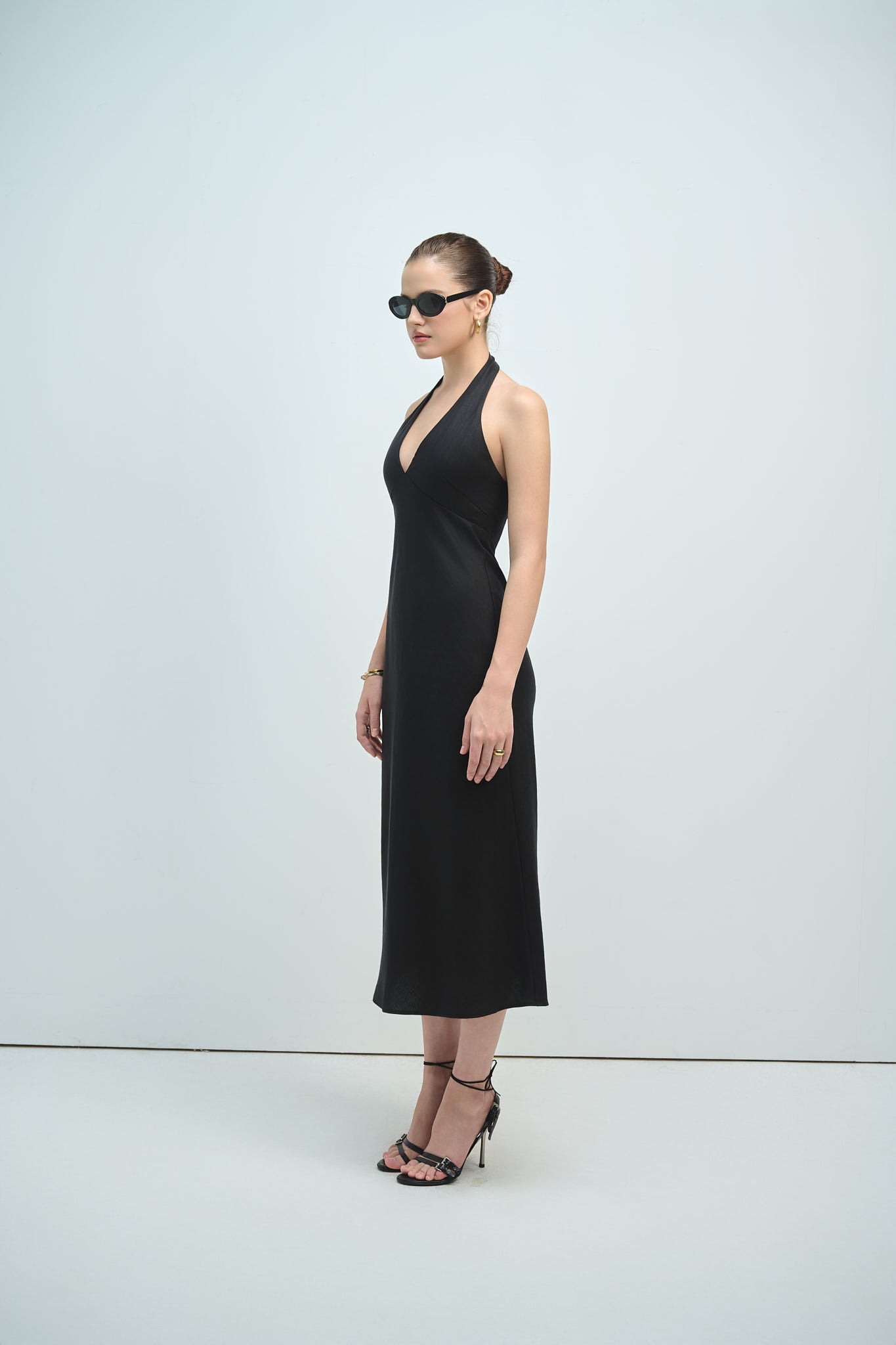 MALENA LINEN DRESS - BLACK