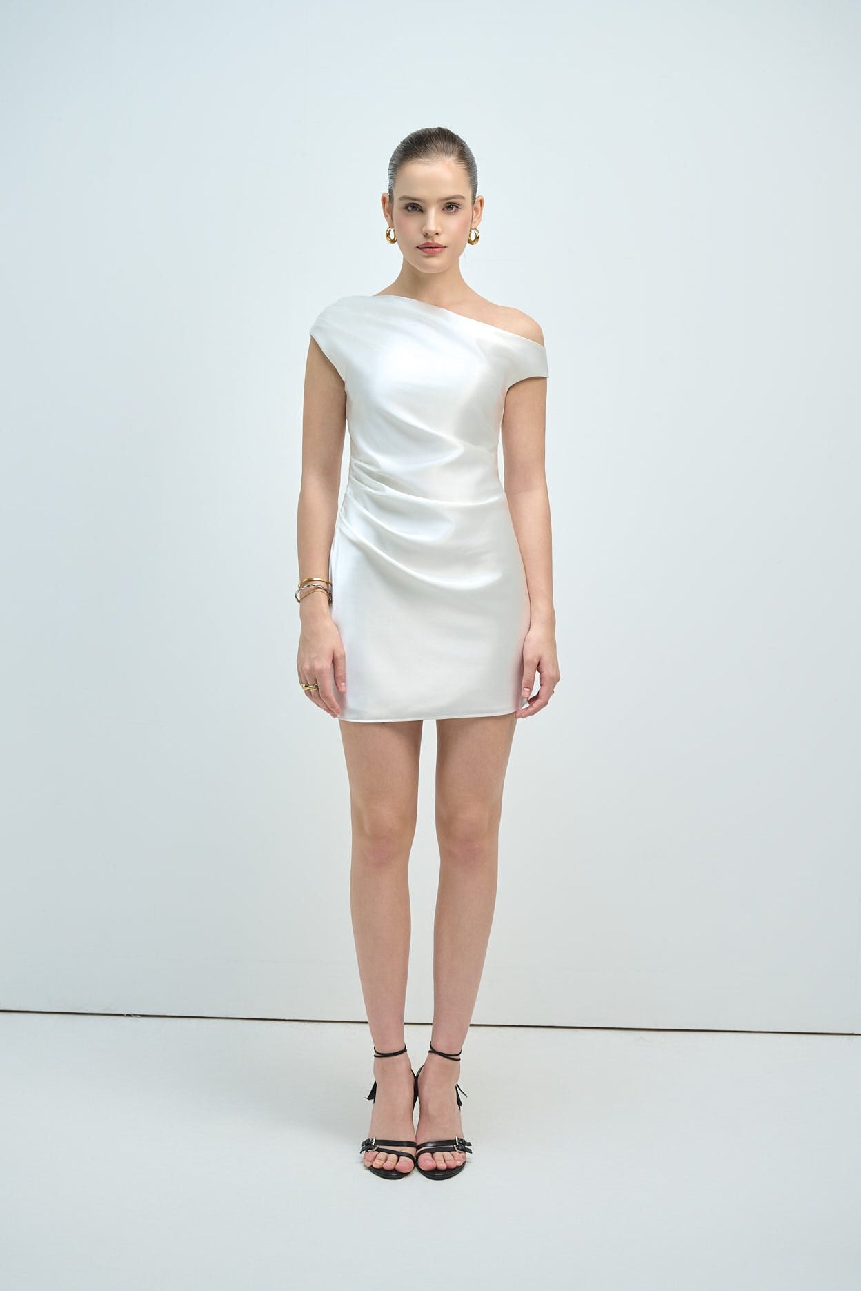 VIVIAN MINI SATIN DRESS - WHITE