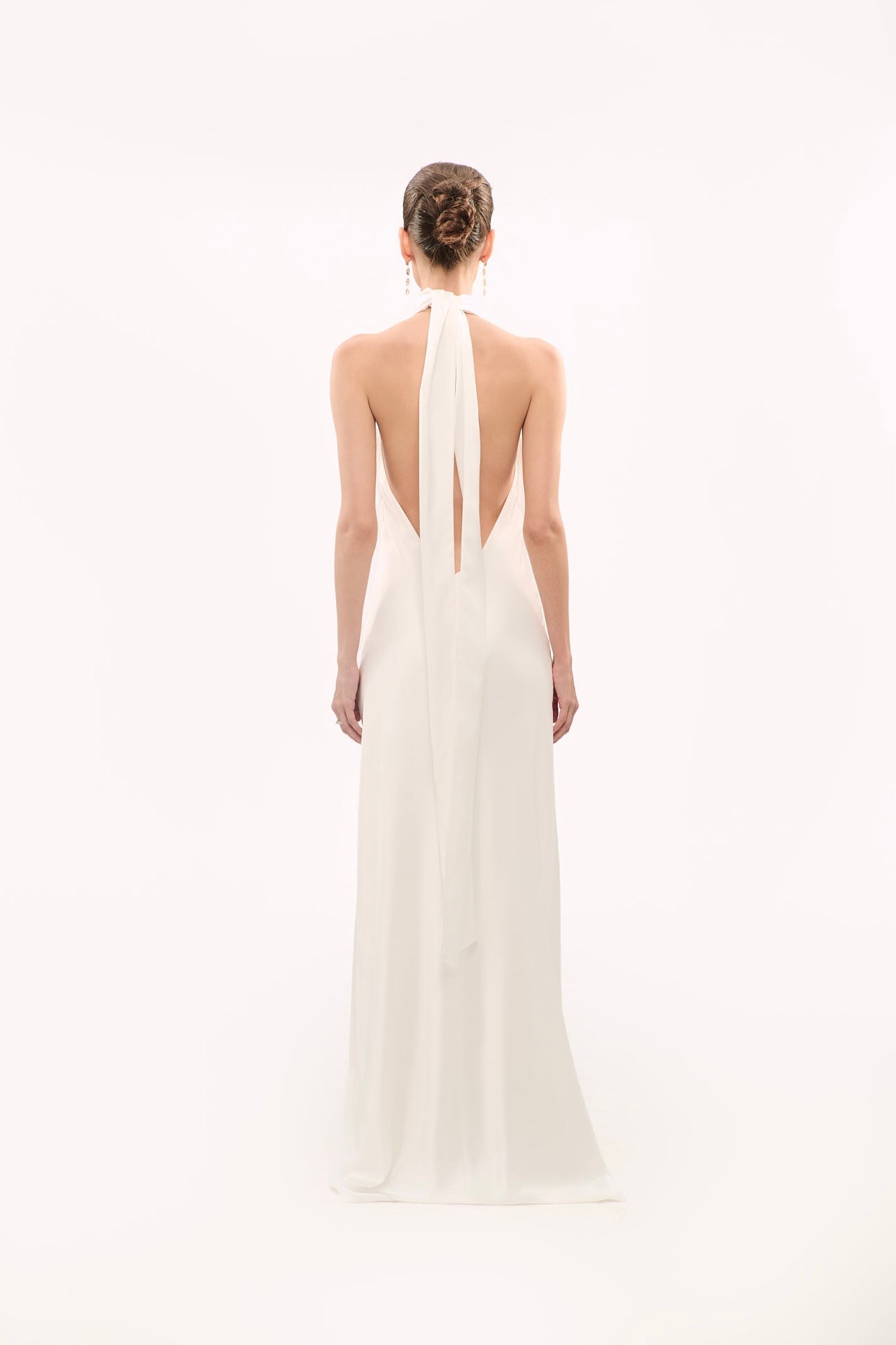 GIGI HALTERNECK SATIN GOWN - WHITE