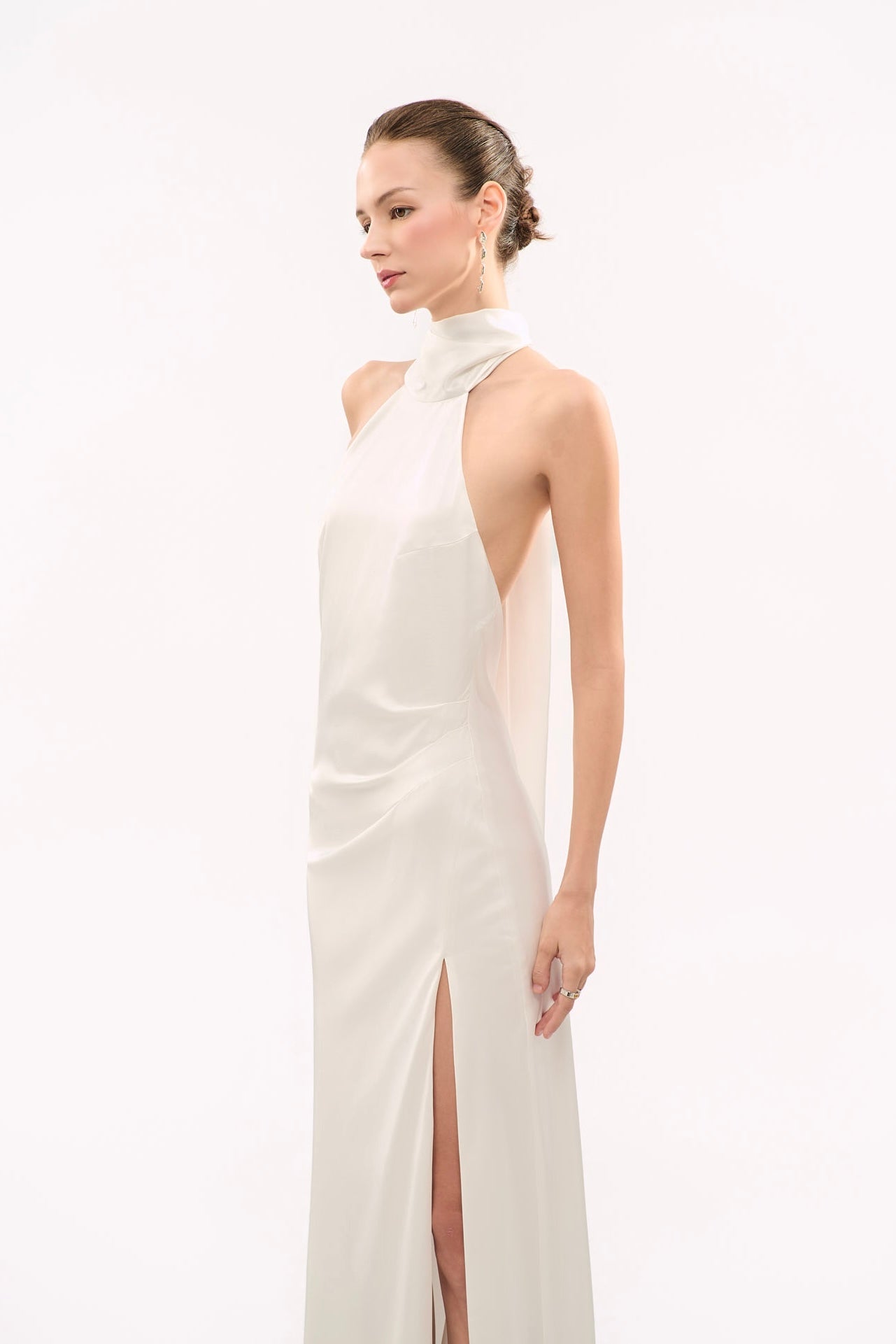 GIGI HALTERNECK SATIN GOWN - WHITE