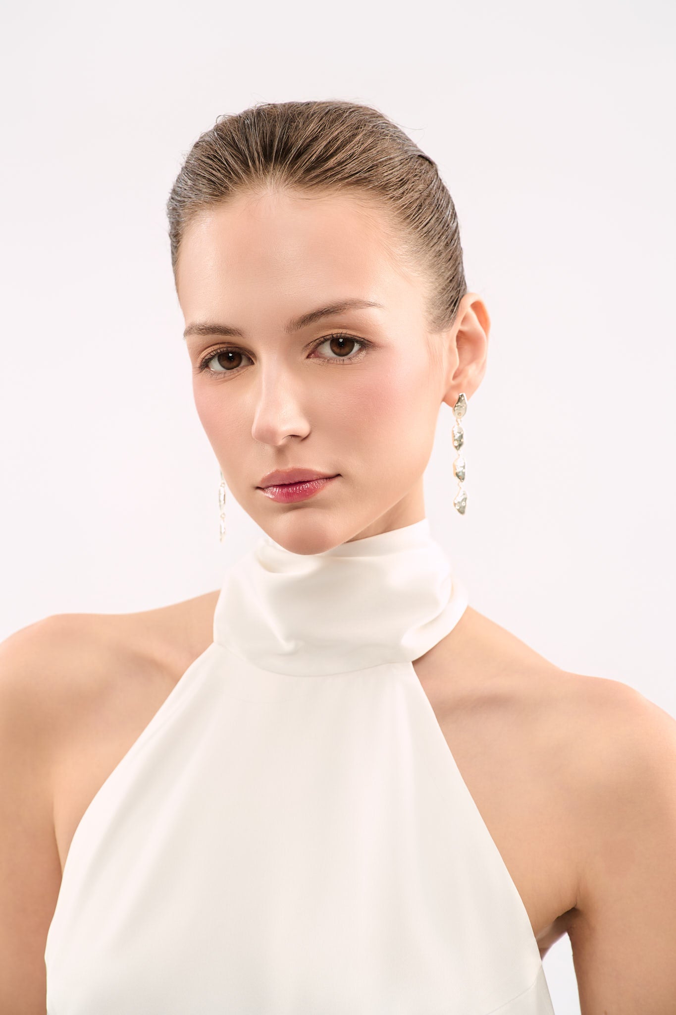 GIGI HALTERNECK SATIN GOWN - WHITE