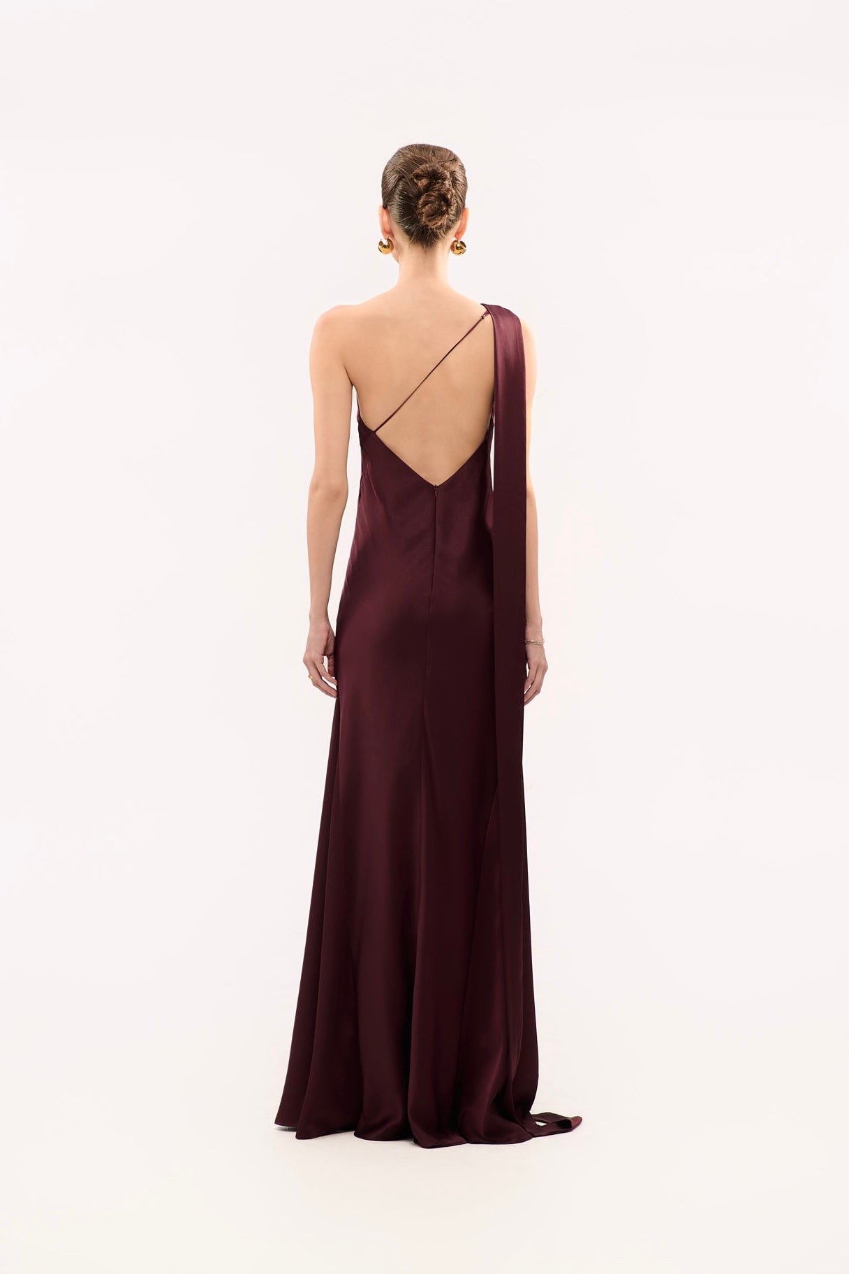 SYLVIA SATIN GOWN - BURGUNDY