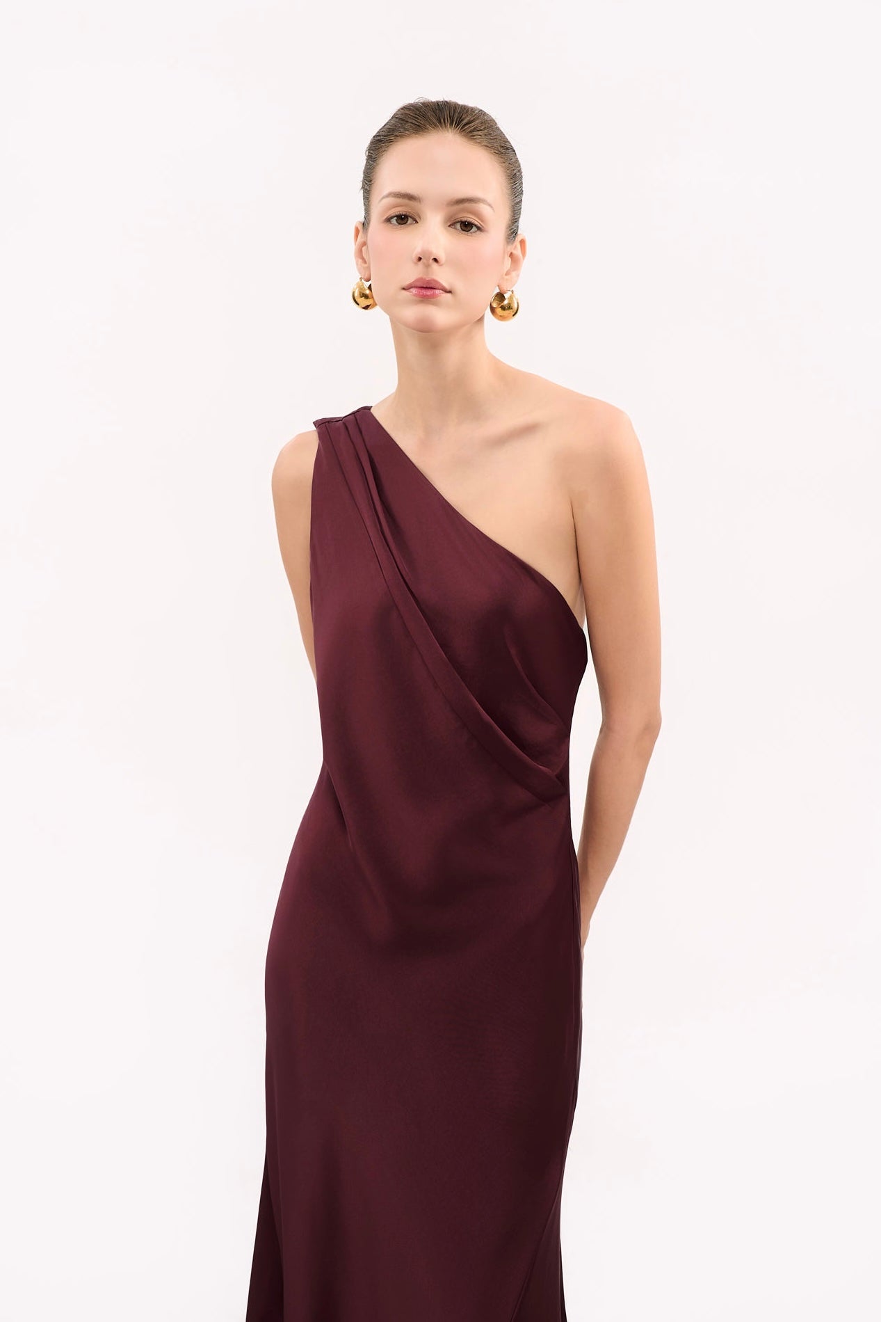 SYLVIA SATIN GOWN - BURGUNDY